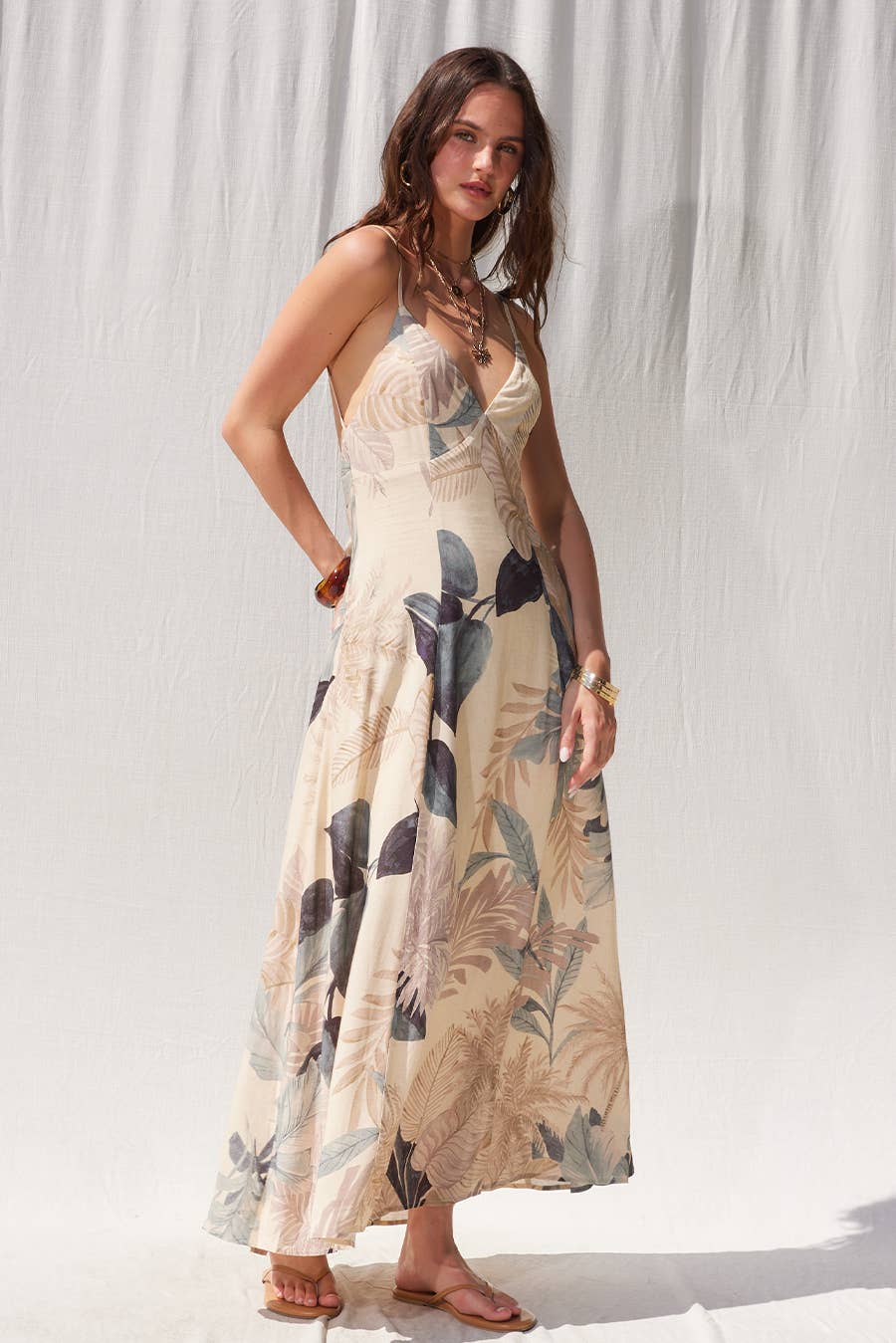 Gabriella Printed Open Back Maxi Dress