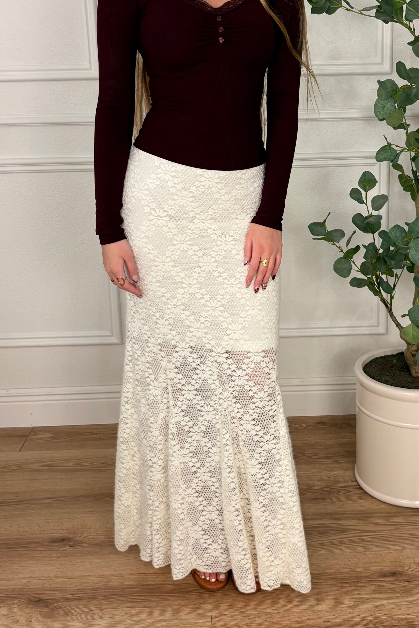 Sienna Ivory Lace Maxi Skirt