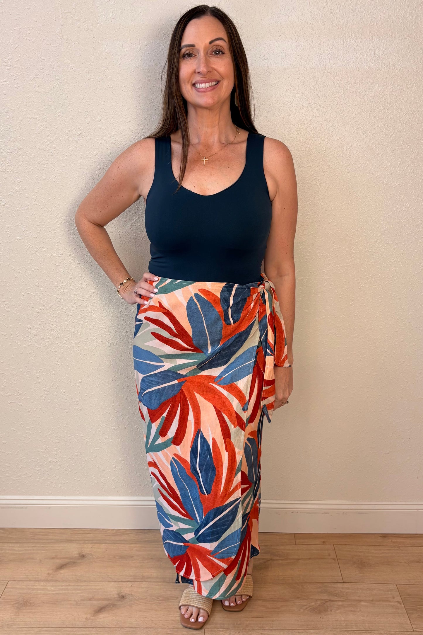 Isla Tropical Print Wrap Skirt