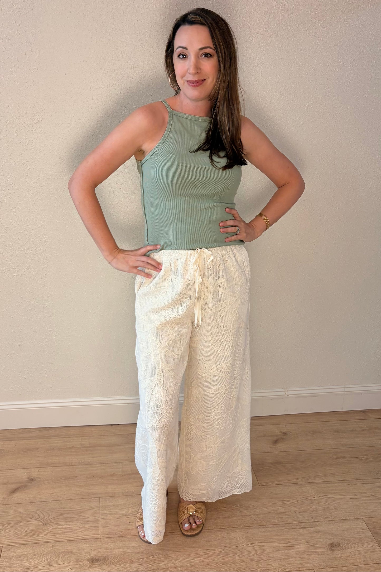 Ella Faux Crochet Wide Leg Pants