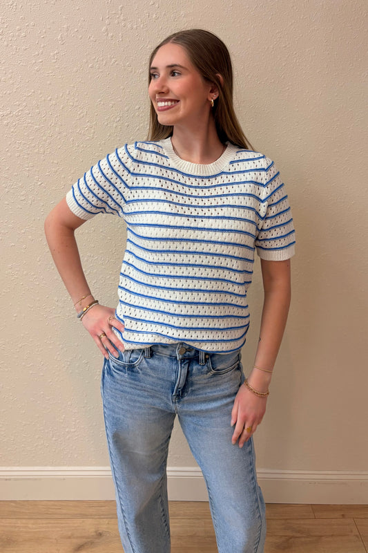 Ivy Blue Stripe Knit Top
