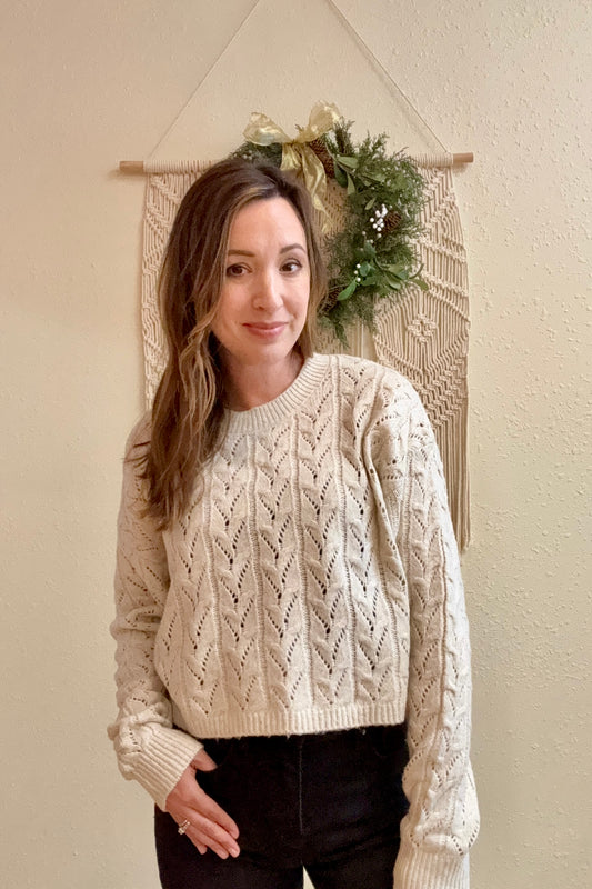 Zara Cropped Cable Knit Sweater