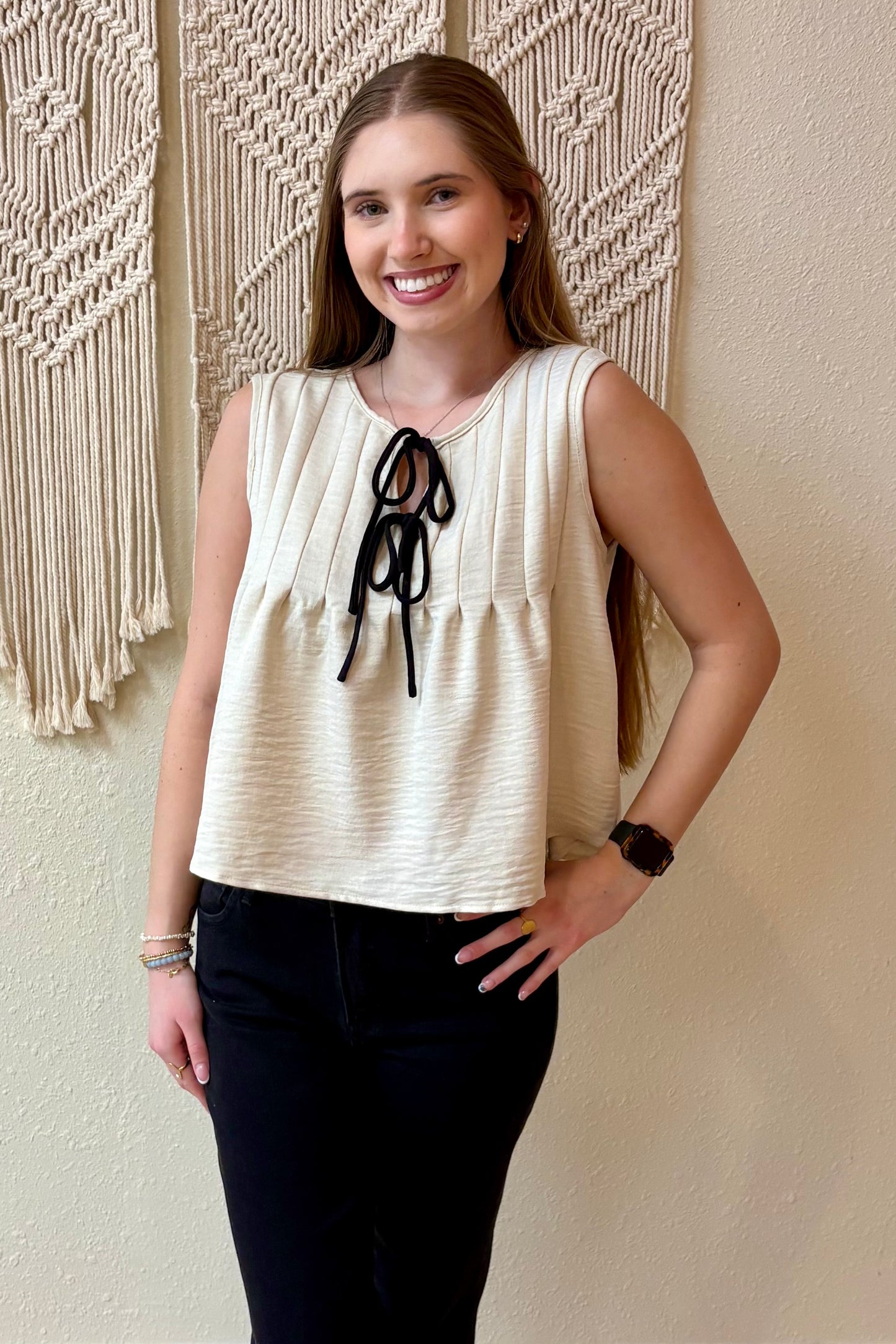 Abigail Pleated Tie Front Top