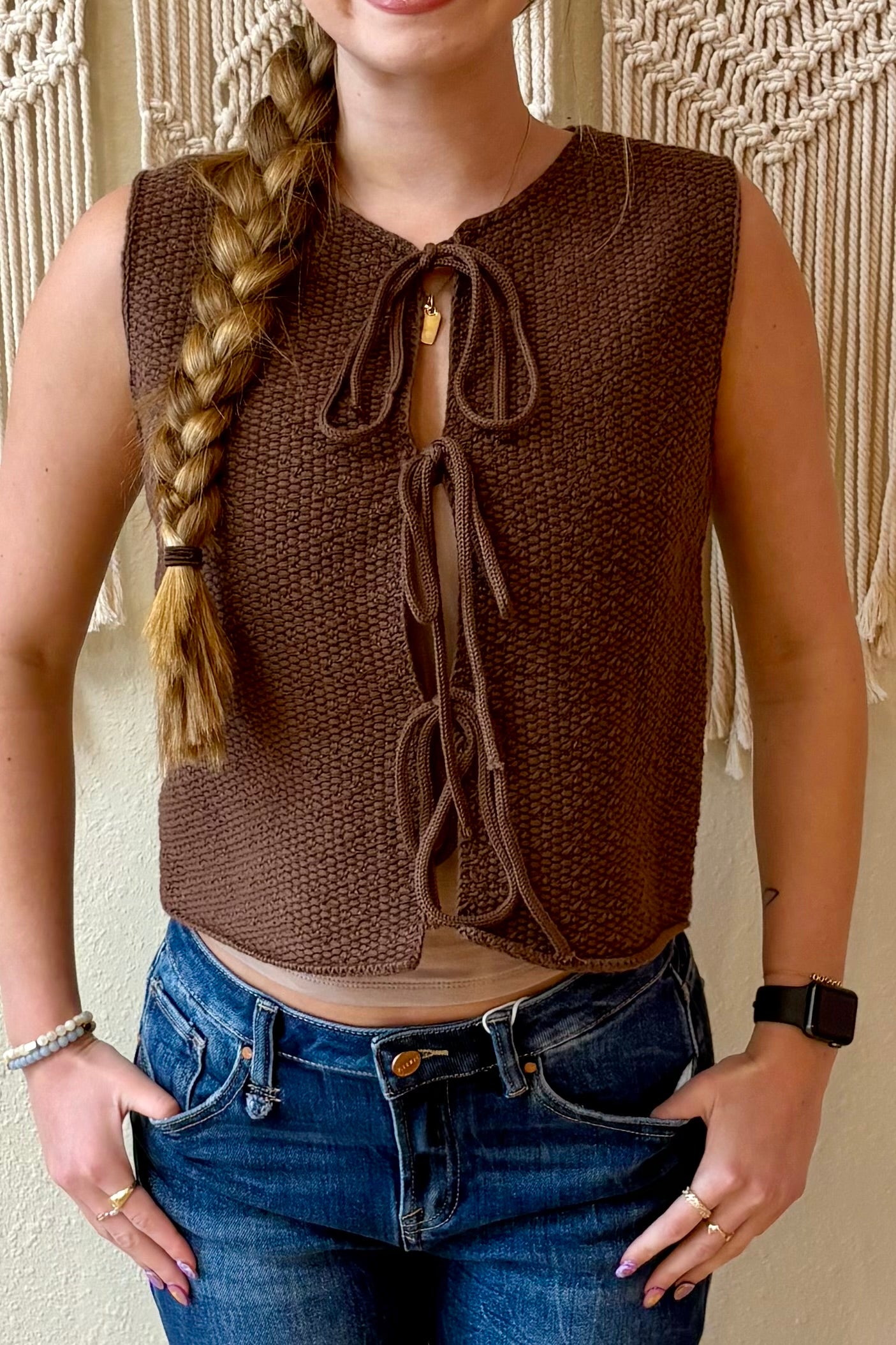 Marigold Tie Front Knit Vest