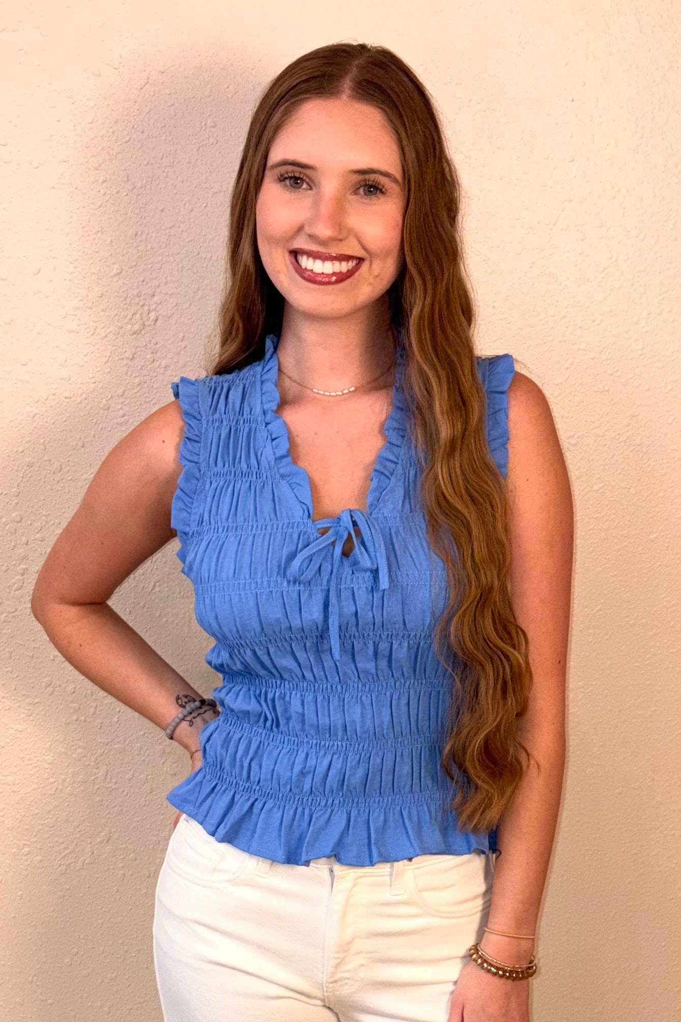 Marleigh Smocked Sleeveless Top