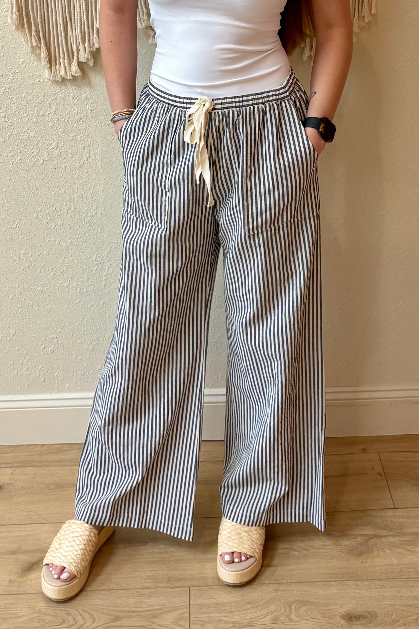 Mari Tie Front Stripe Pants