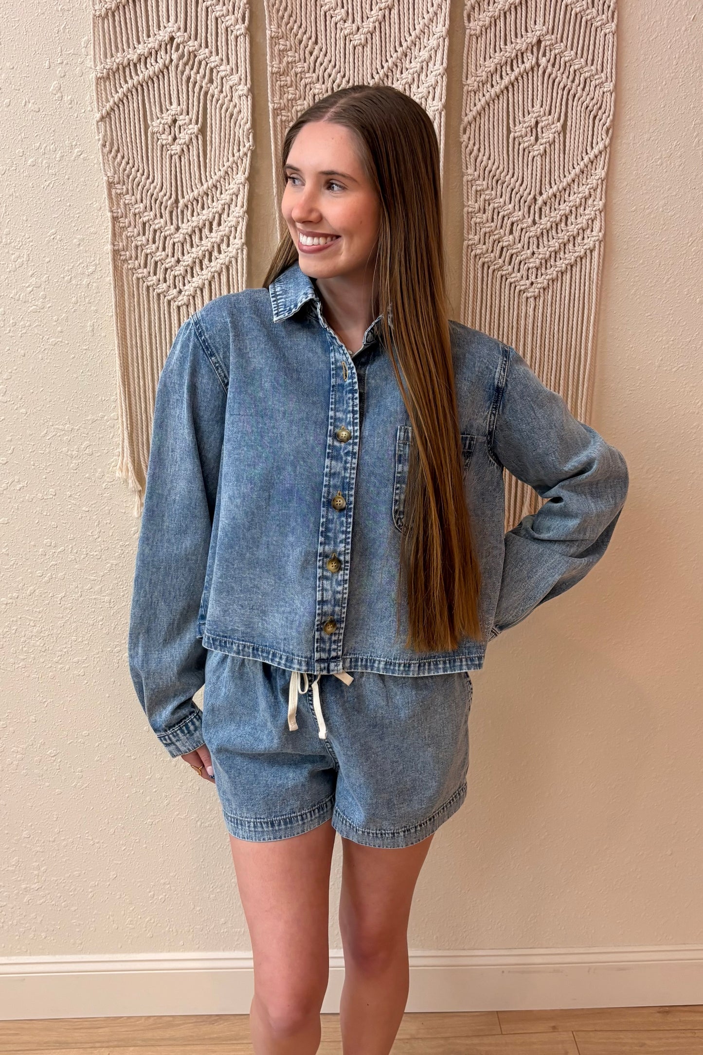 Monica Denim Tie Front Shorts