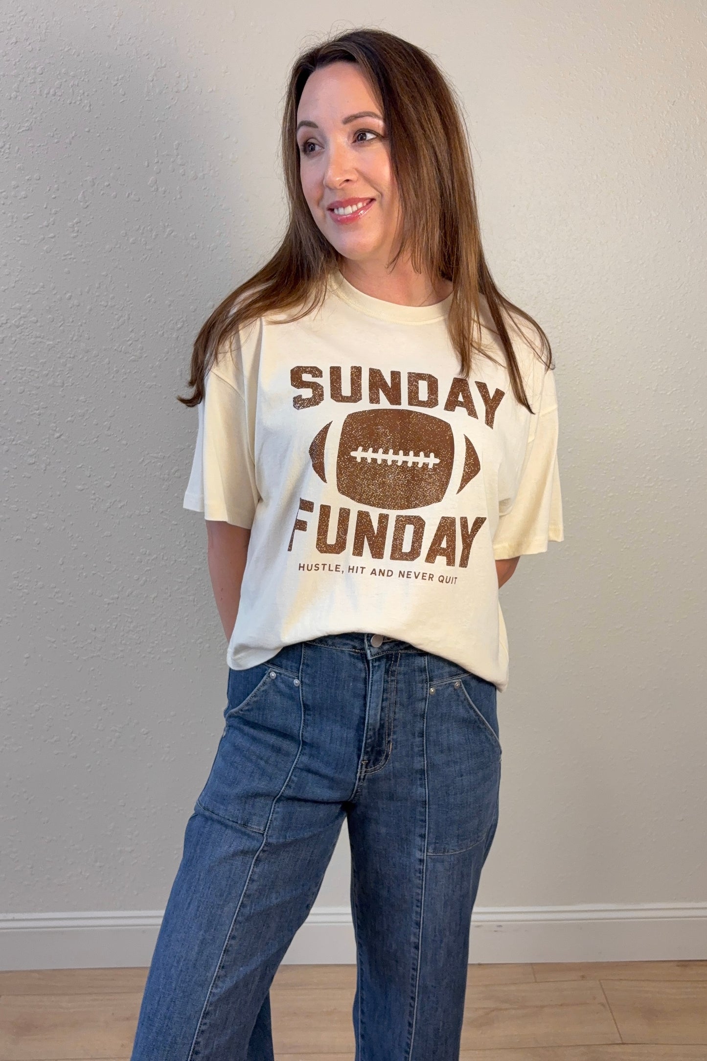 Sunday Funday Football Graphic Boxy Crop Top