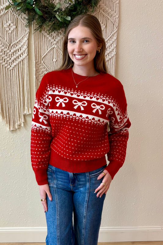Belle Bow and Heart Sweater