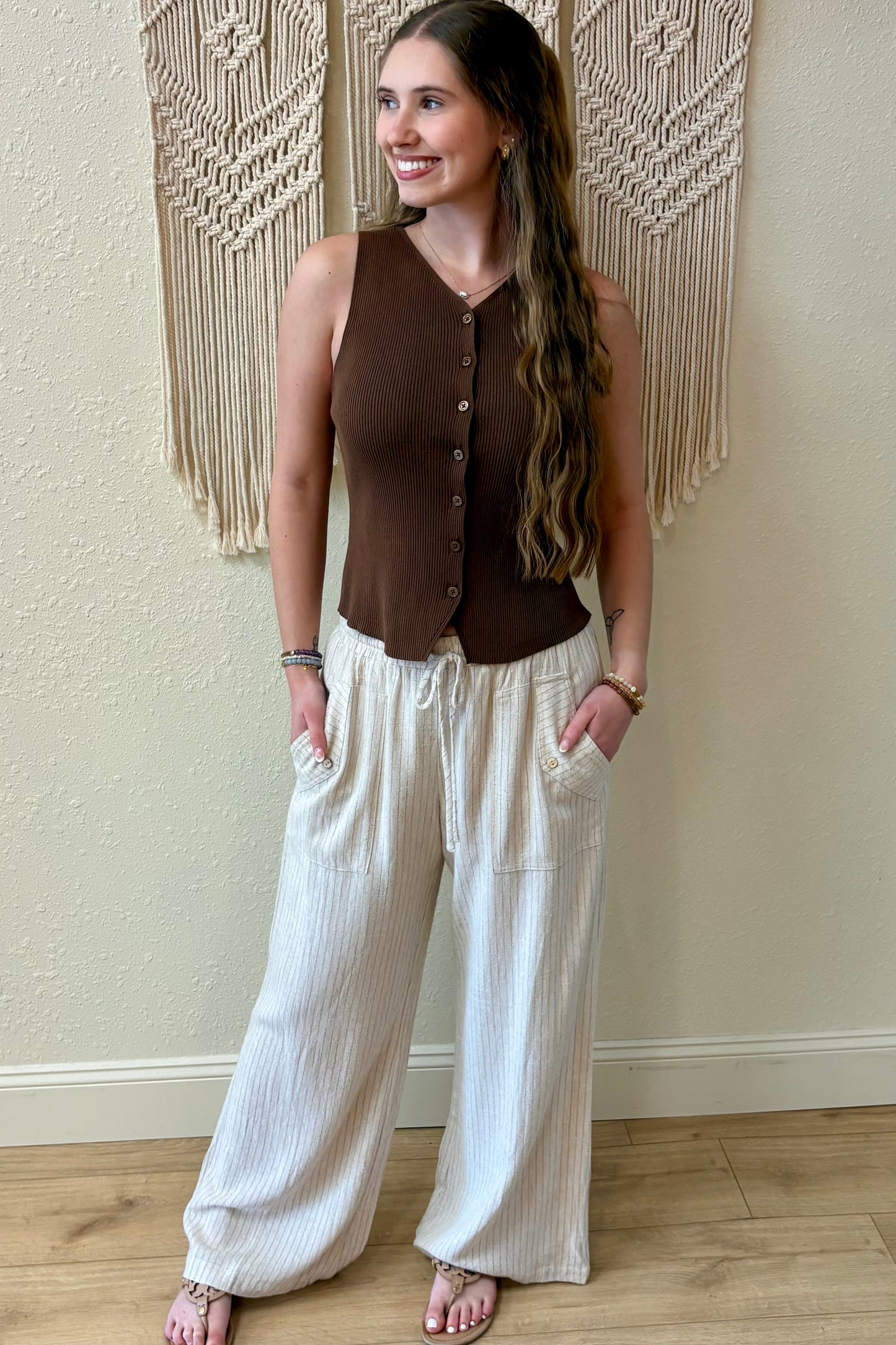 Maggie Pinstripe Wide Leg Pants