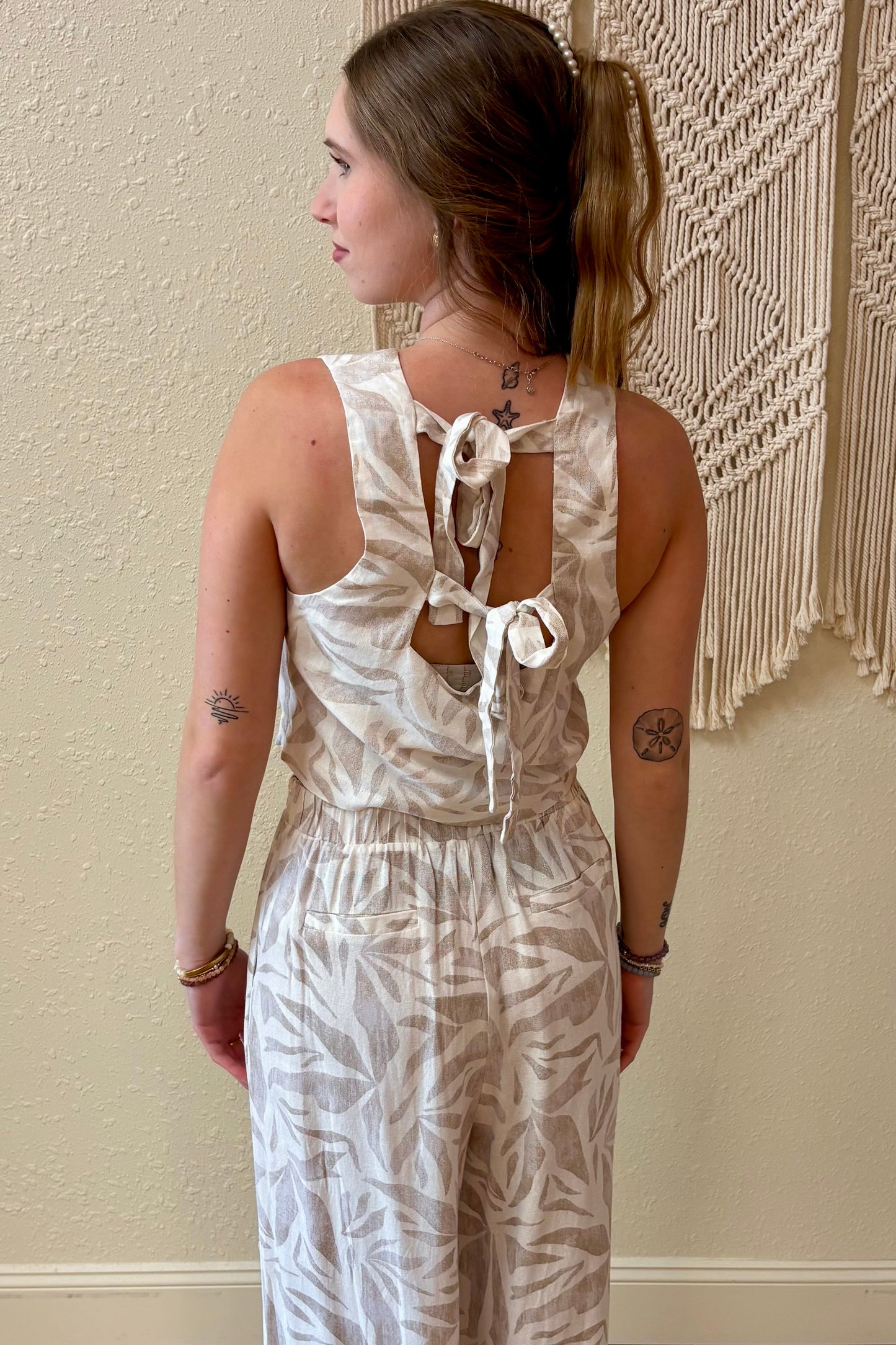 Tulum Linen Tie Back Tank Top