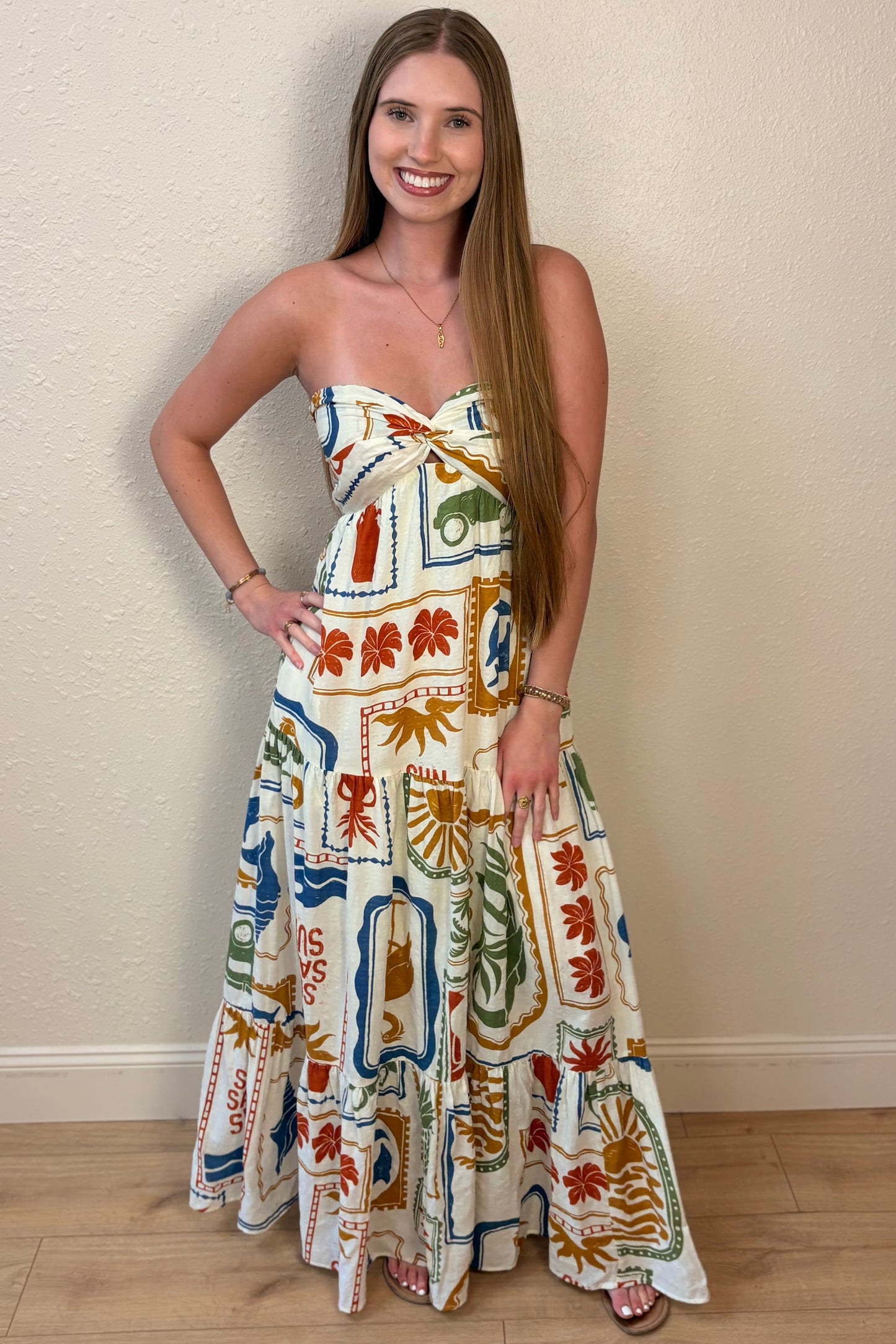 Blakely Summer Print Strapless Maxi Dress