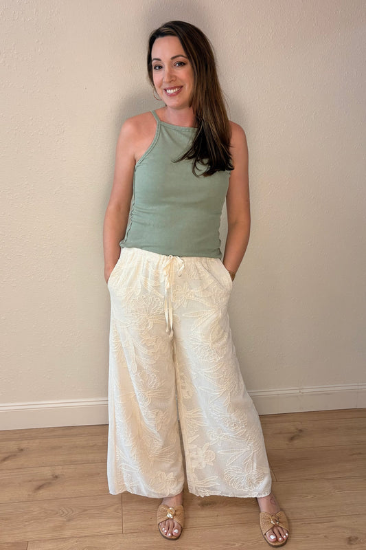Ella Faux Crochet Wide Leg Pants