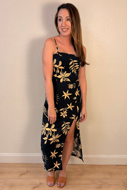 Savannah Tropical Palm Print Maxi Dress