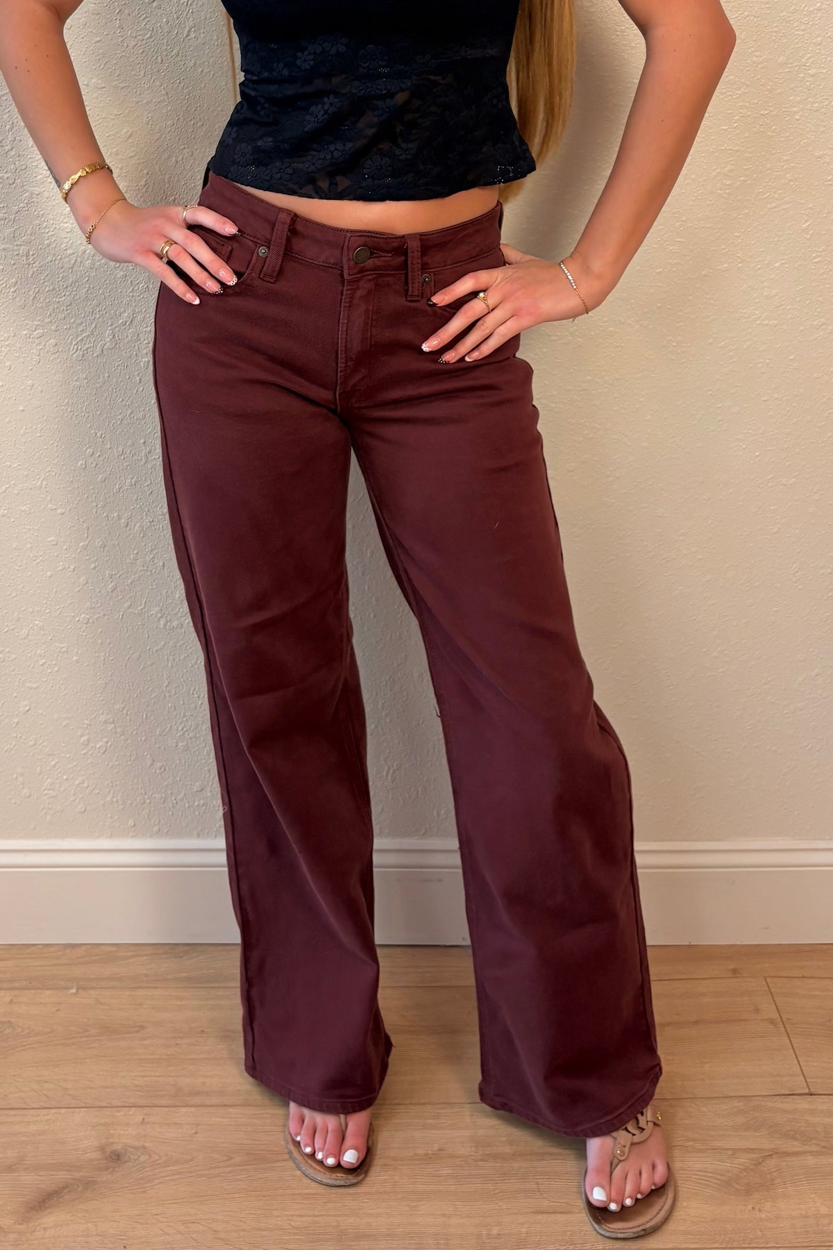 Just USA Dark Wine Straight Leg Jeans