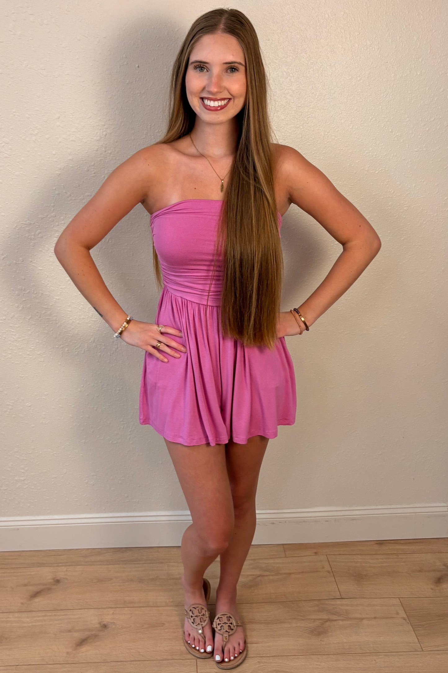 Serenity Orchid Pink Strapless Romper
