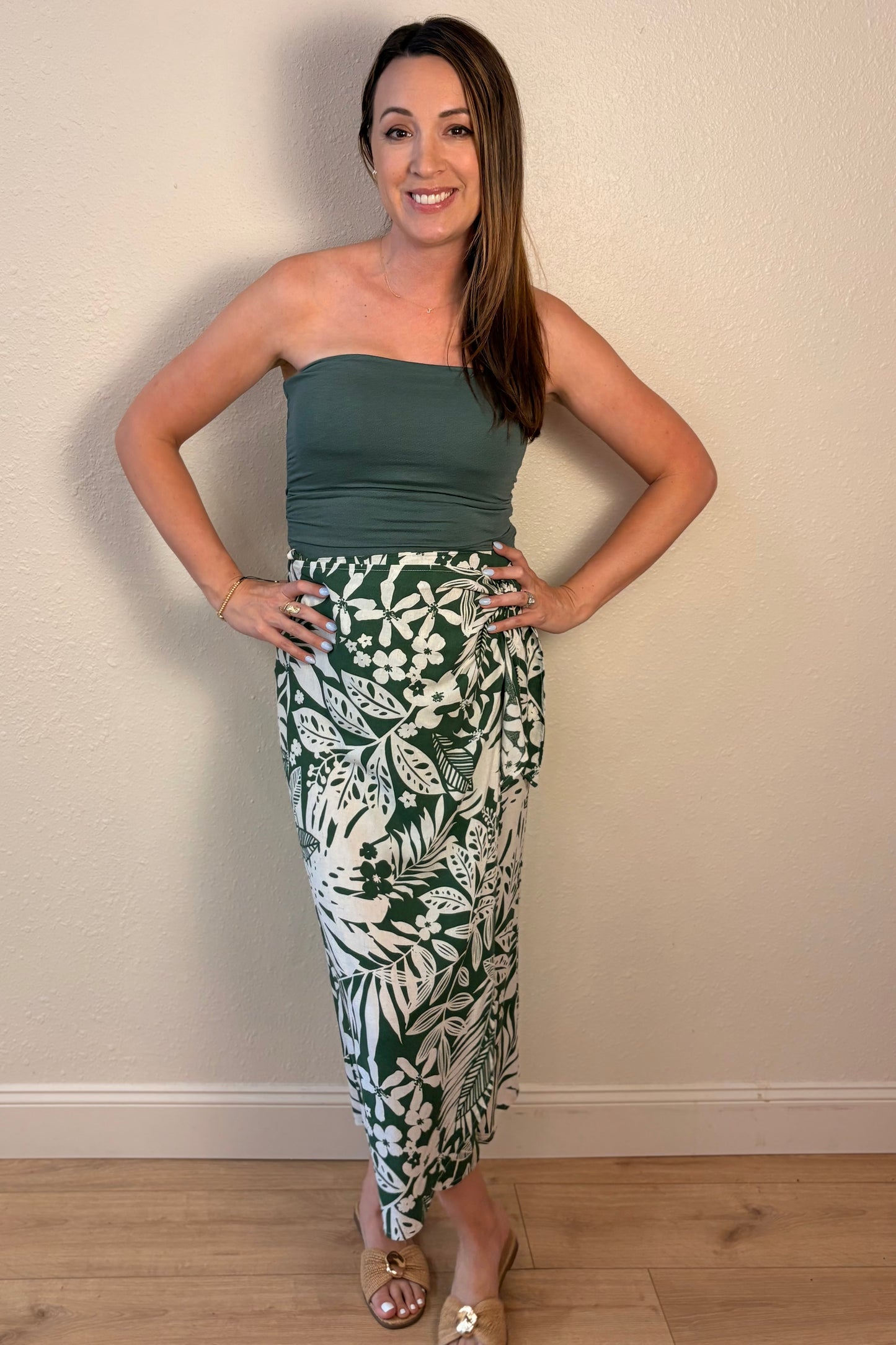 Madeira Tropical Print Wrap Skirt