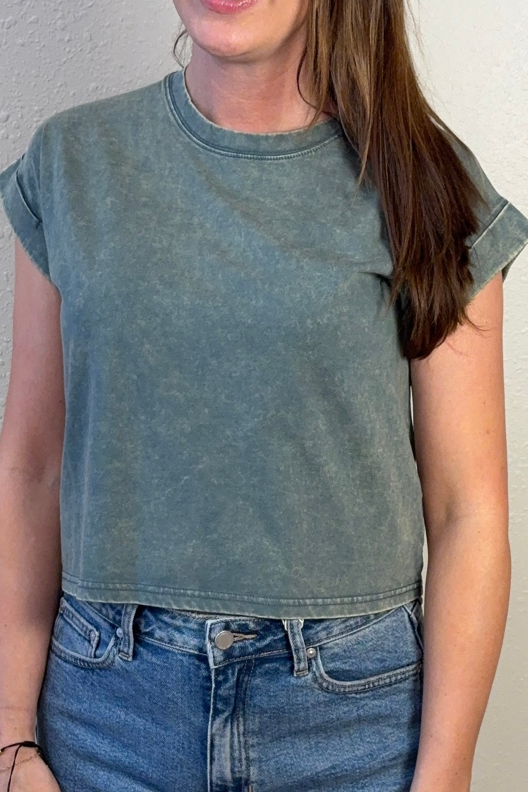 Zara Forest Green Mineral Wash T-Shirt