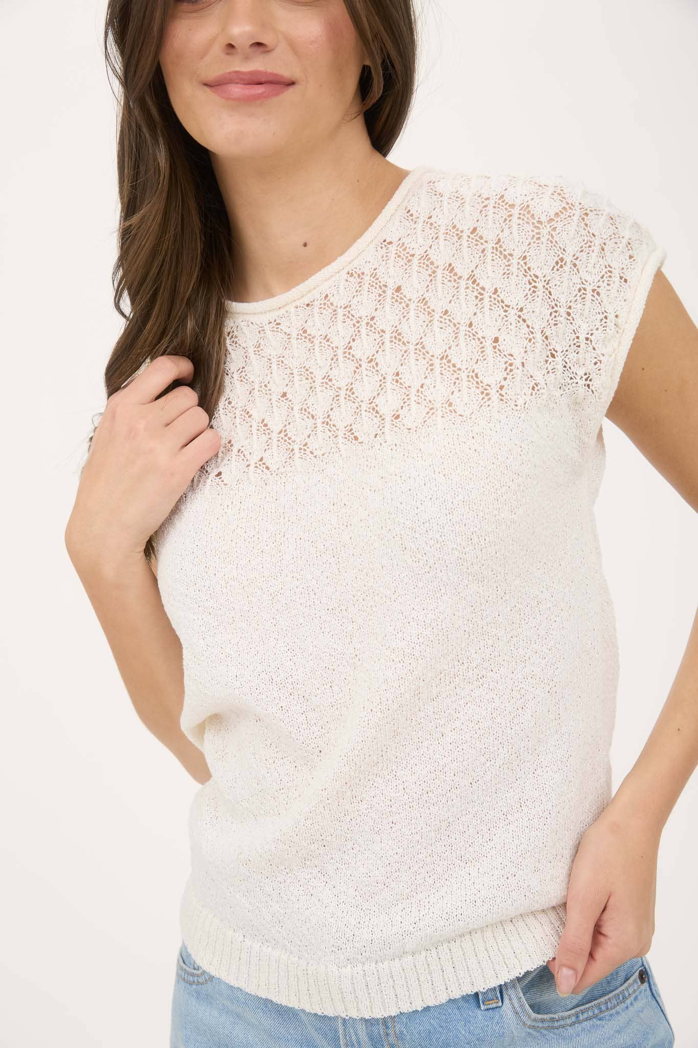 Arya Eyelet Sweater Knit Top
