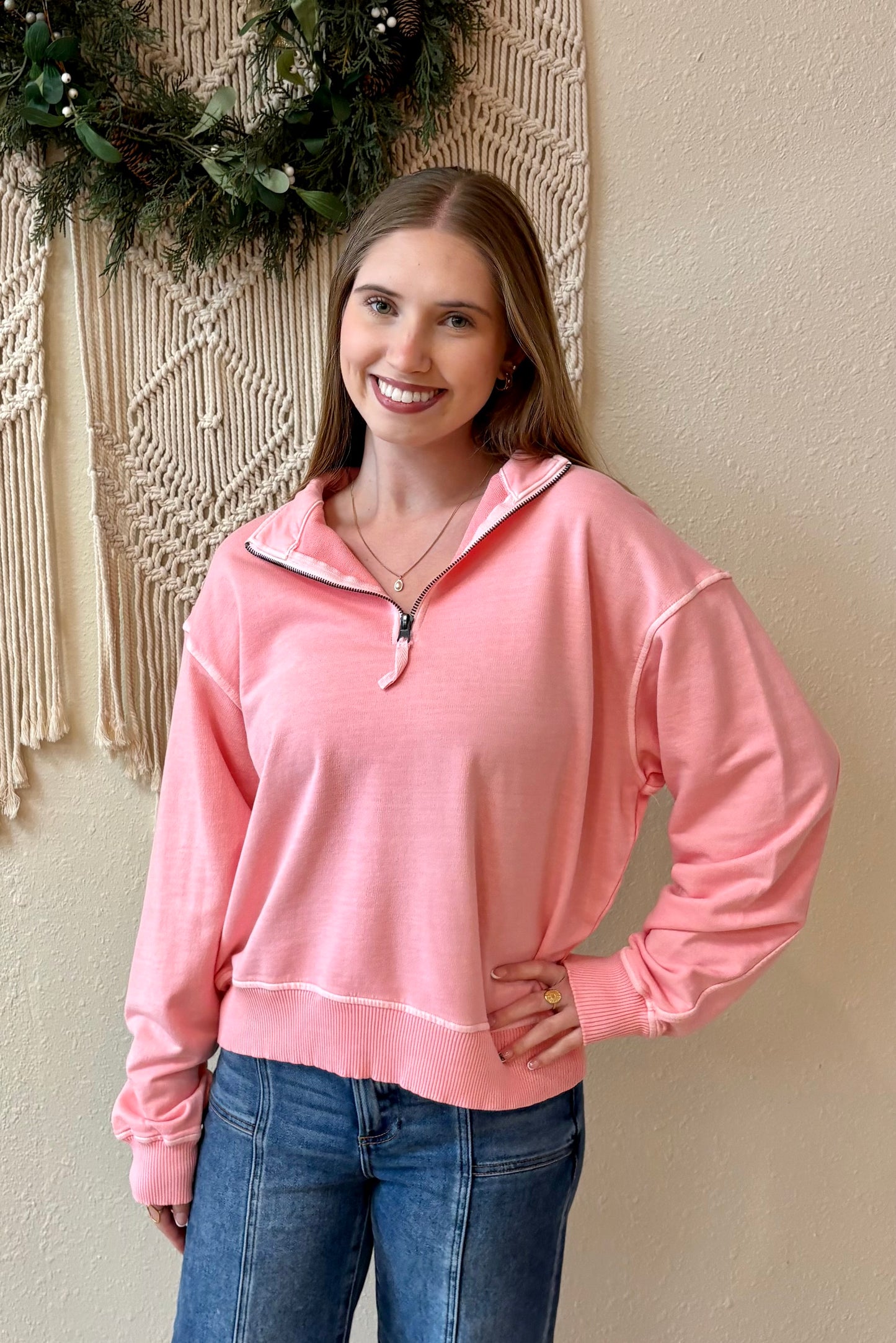 Millie Half Zip Mineral Wash Sweatshirt