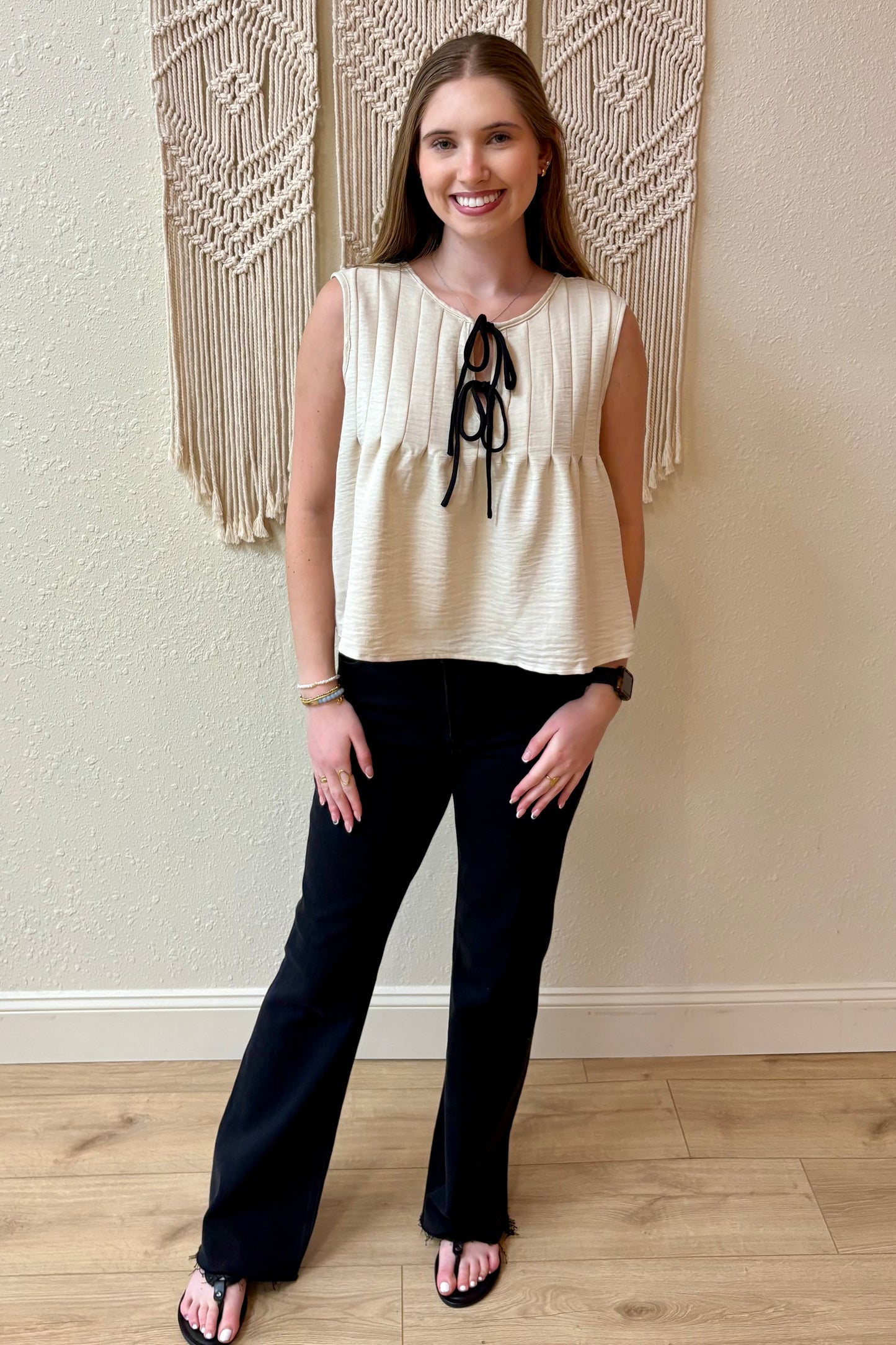 Abigail Pleated Tie Front Top