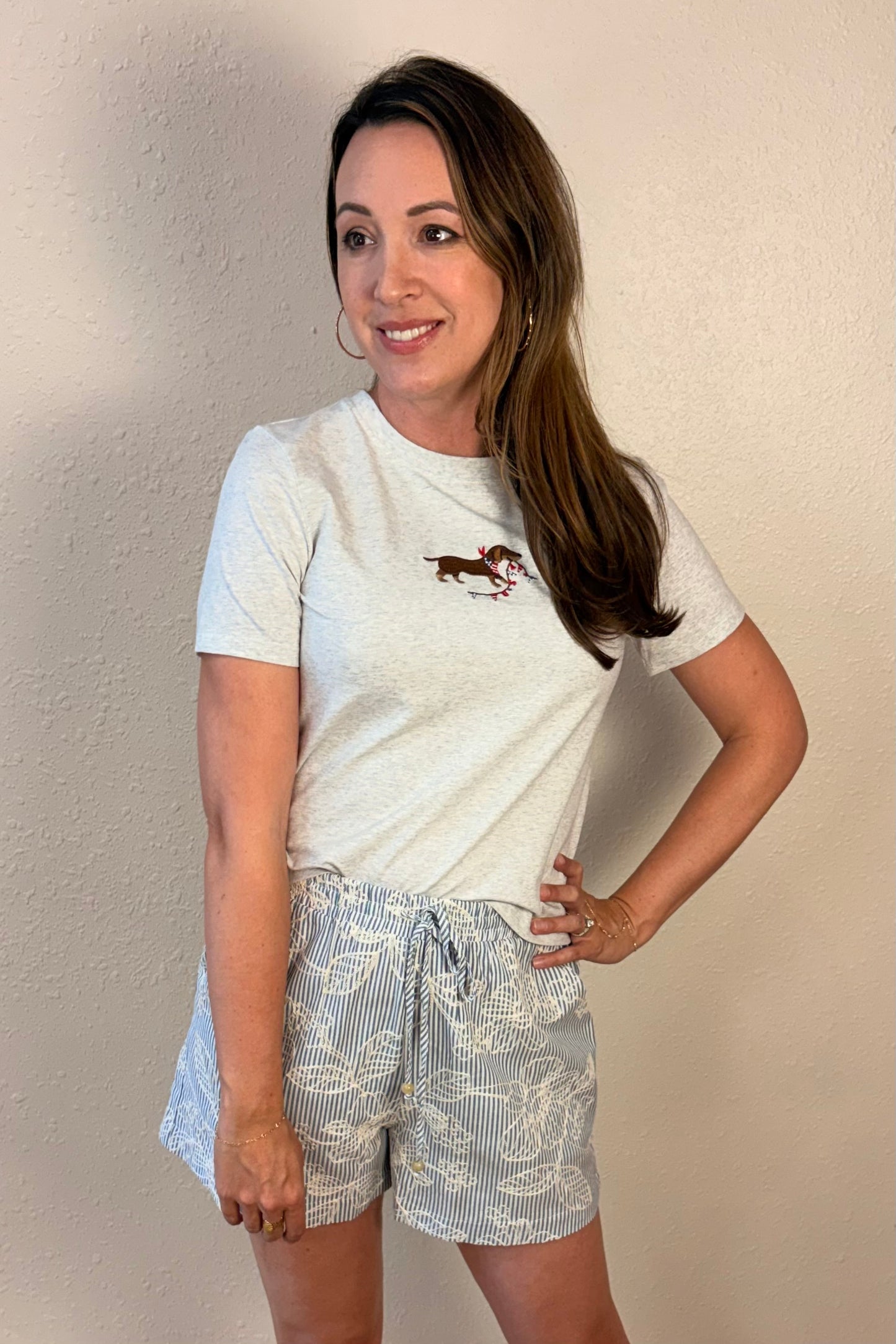 Olivia Embroidered Striped Shorts