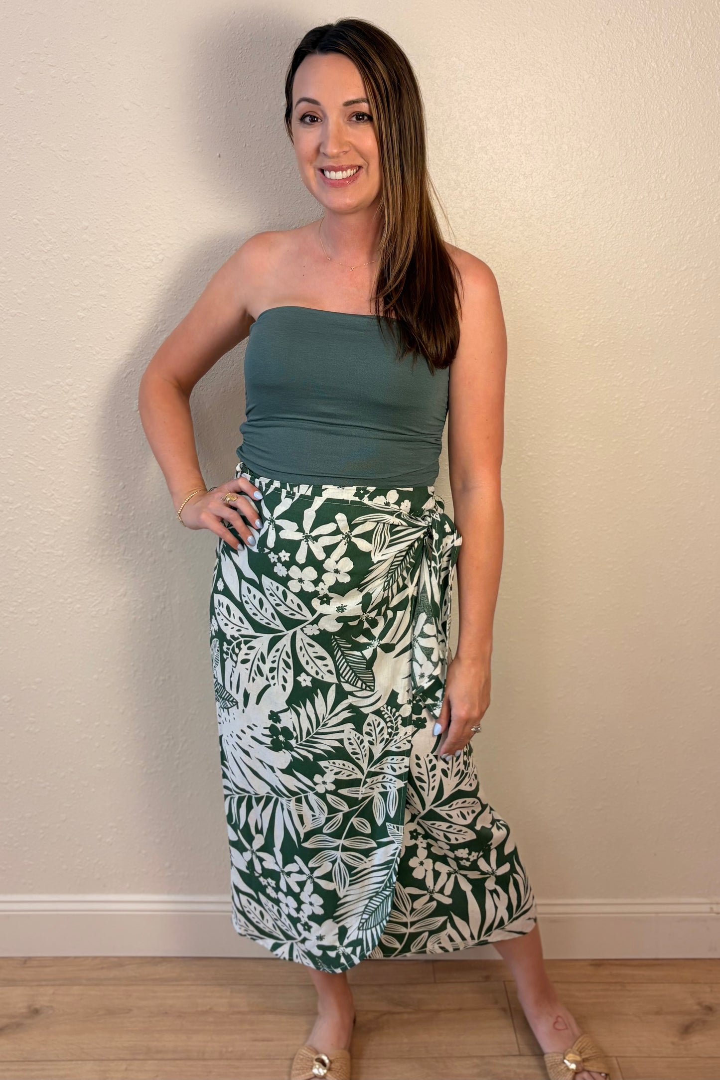 Madeira Tropical Print Wrap Skirt