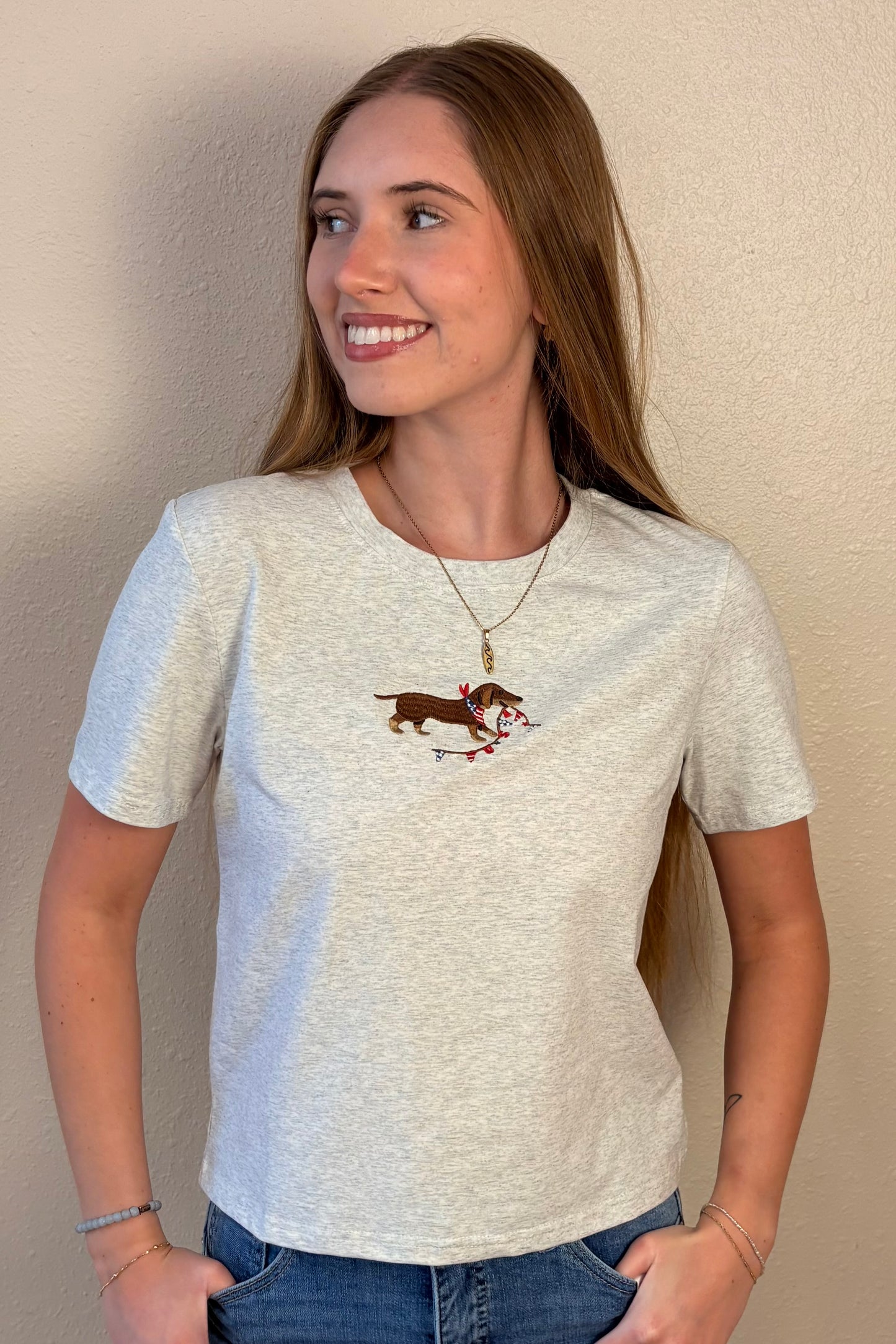 USA Dog Embroidered Tee