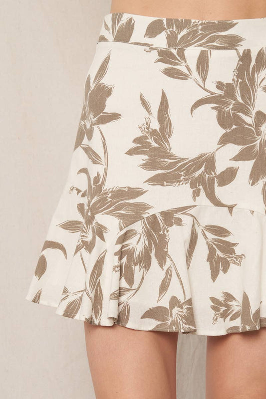 Juniper Floral Printed Ruffle Mini Skirt