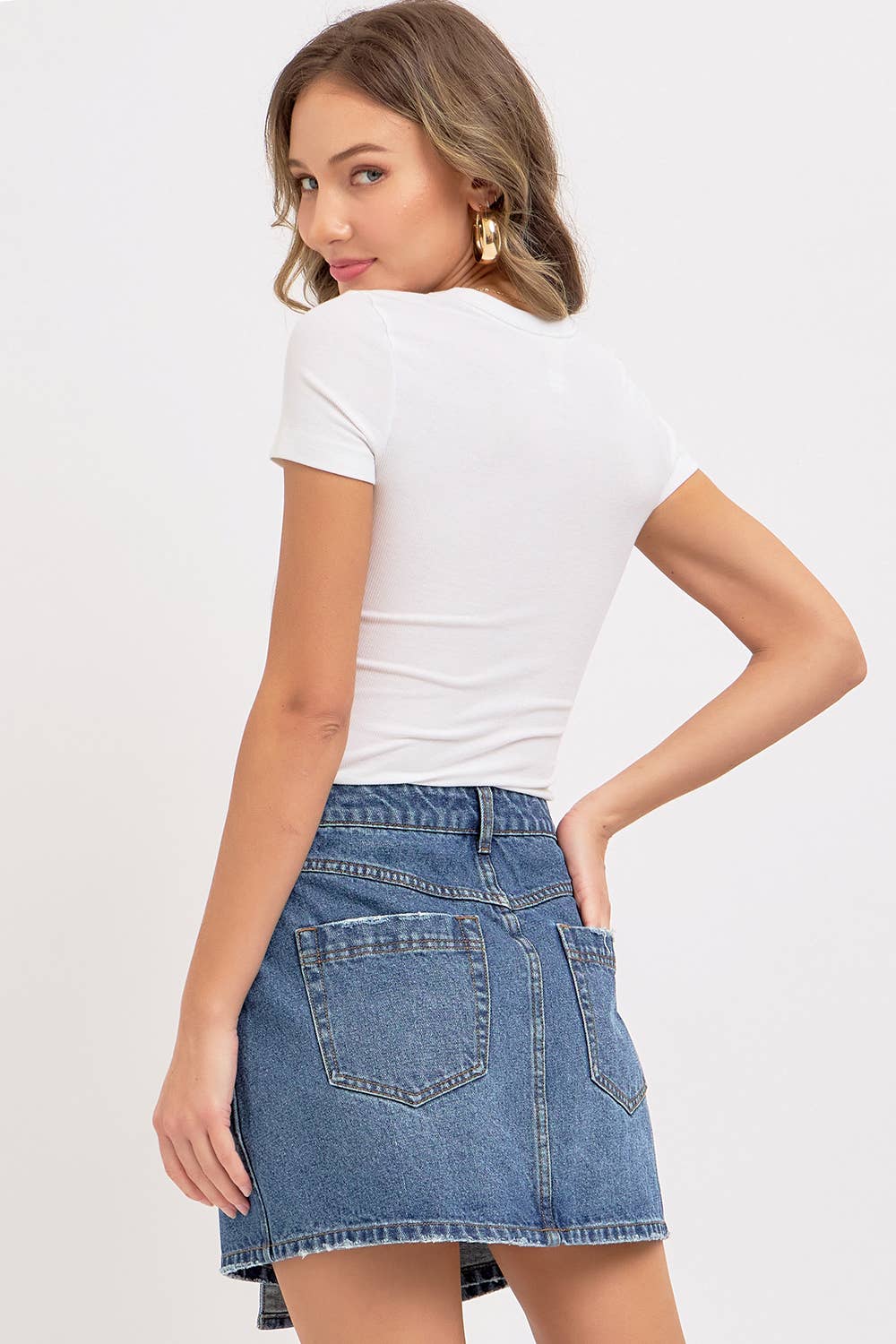 Brittany Crossover Denim Mini Skirt