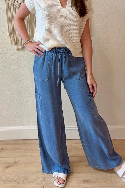 Abigail Tencel Denim Wide Leg Pants