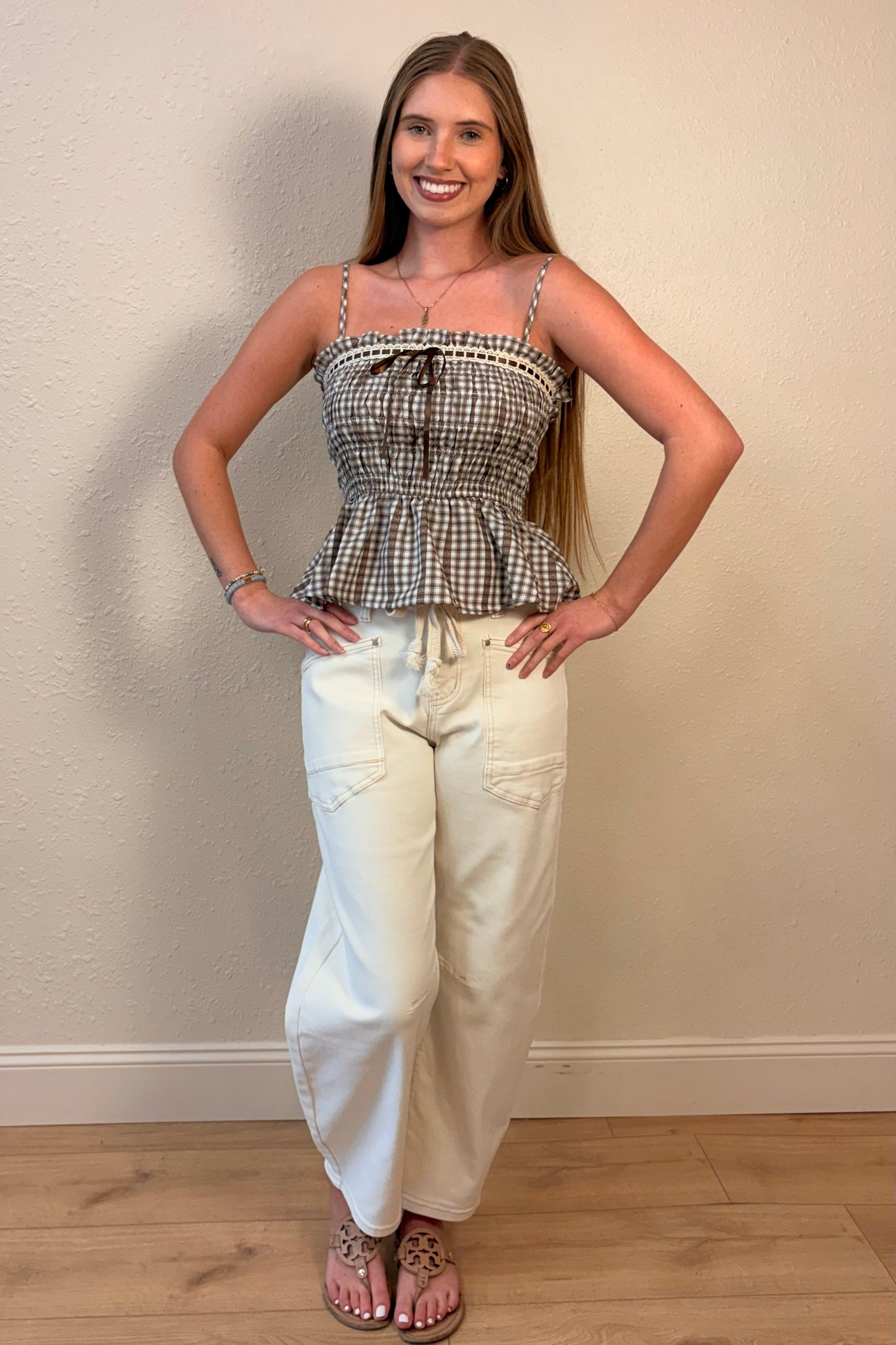 Casey Gingham Peplum Top