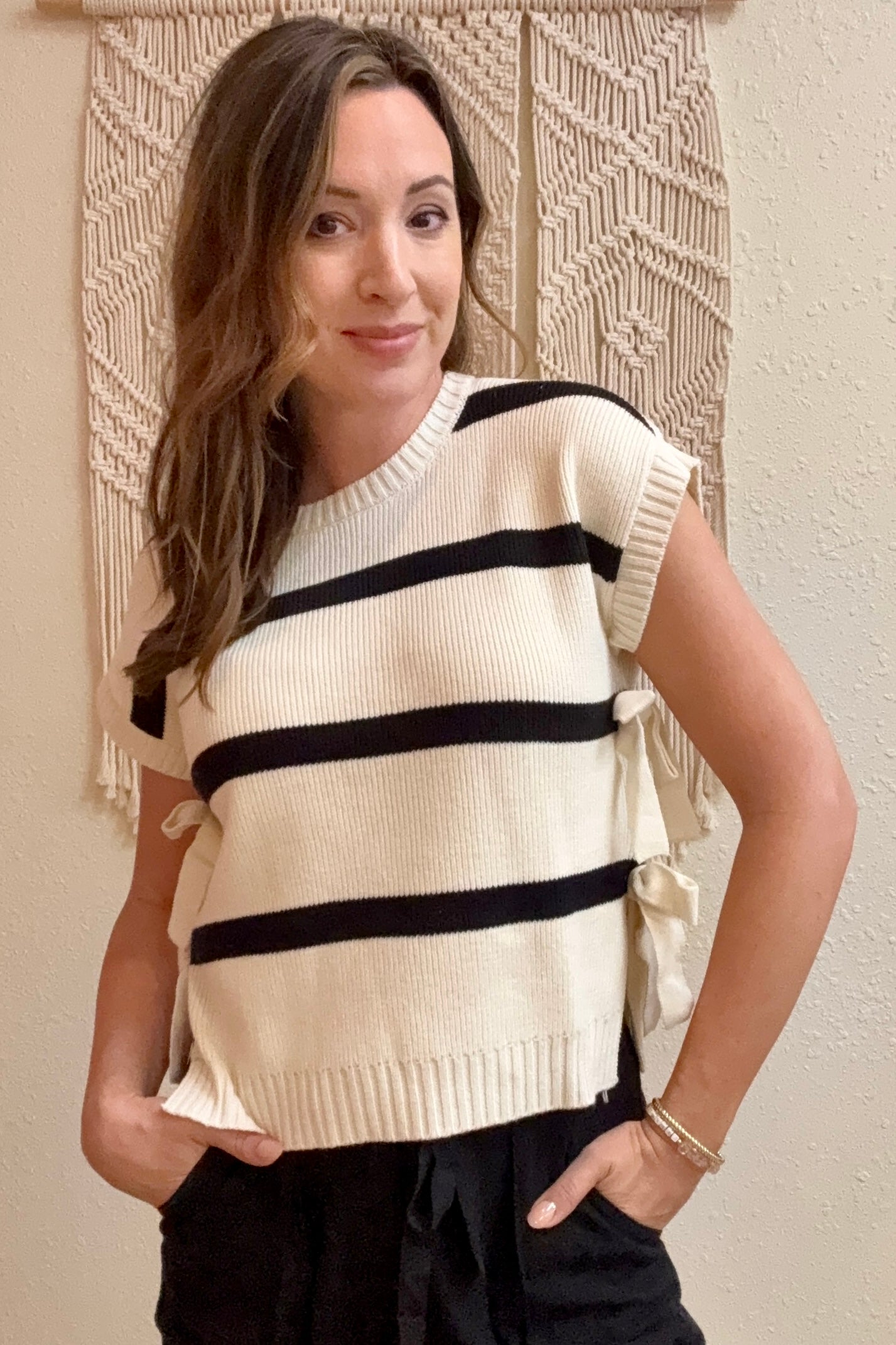 Morgan Striped Side Tie Sweater