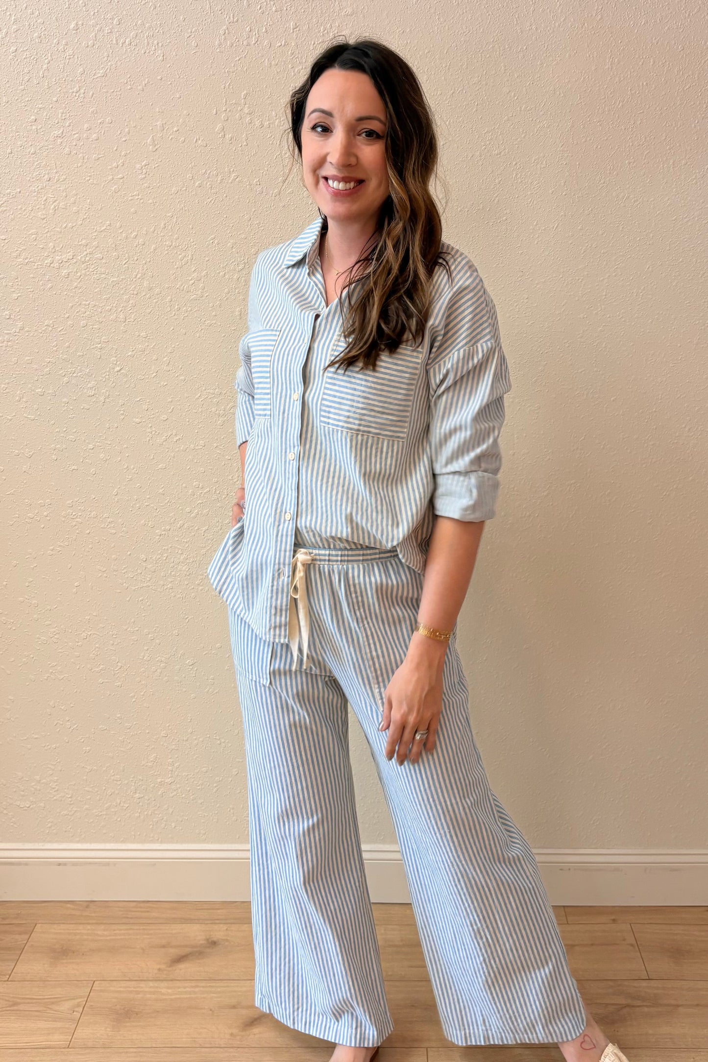 Cora Light Blue Stripe Woven Shirt