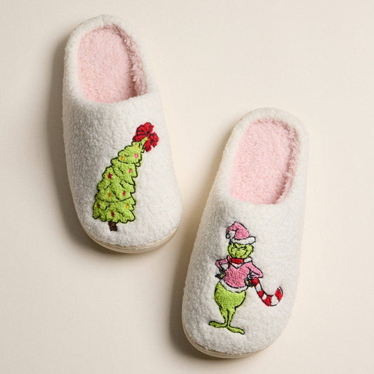 Grinch Christmas Tree Holiday Slippers