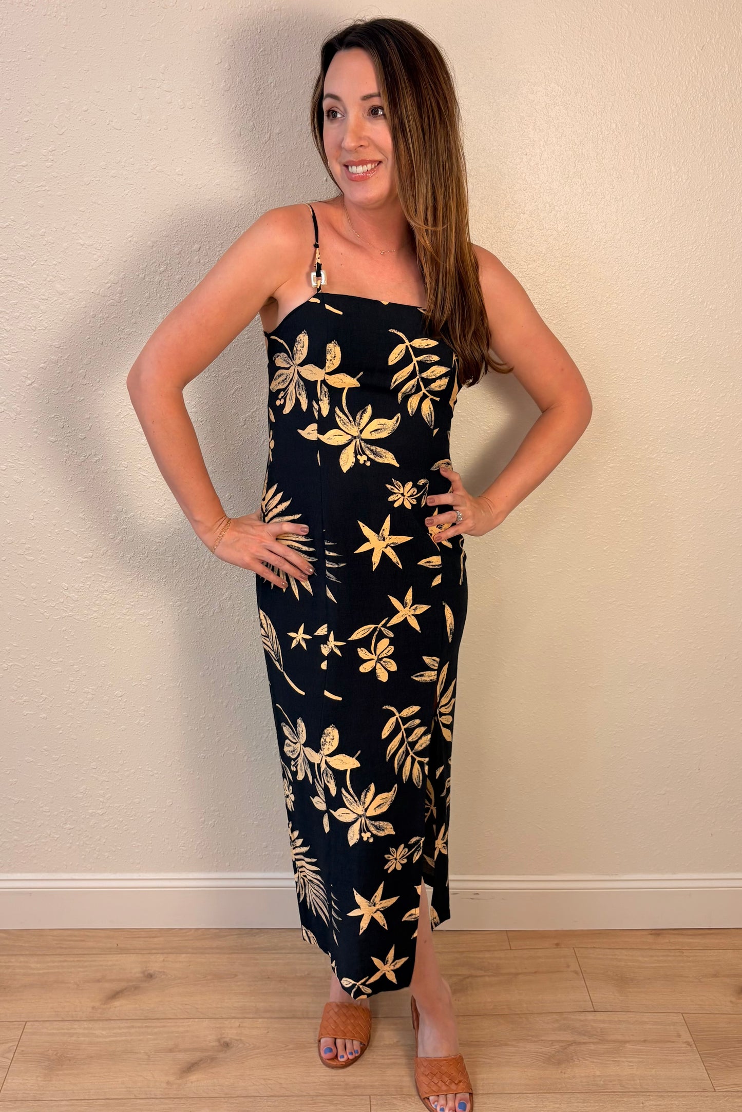 Savannah Tropical Palm Print Maxi Dress