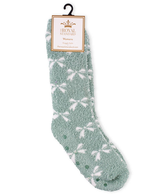 Women's Mint Green Bow Snuggle Socks
