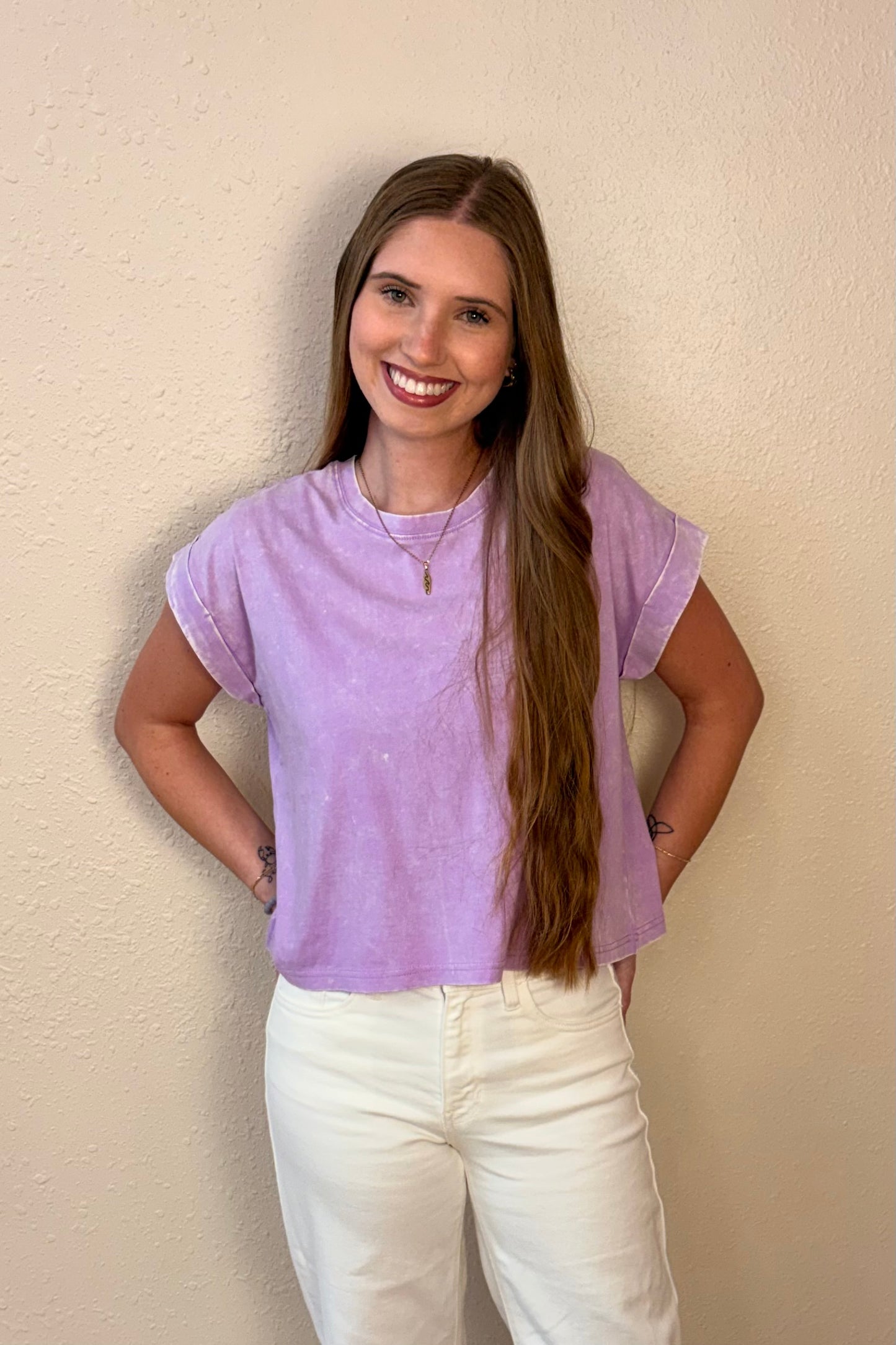 Zara Lavender Mineral Wash T-Shirt