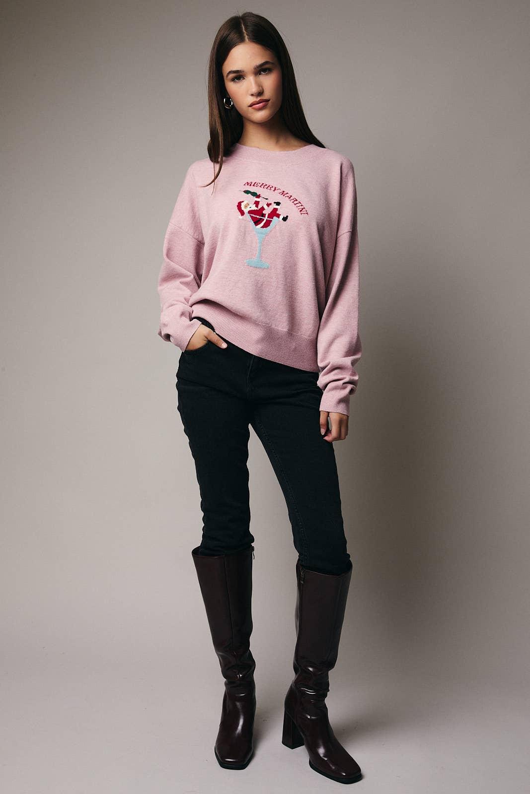 Merry Martini Santa Sweater