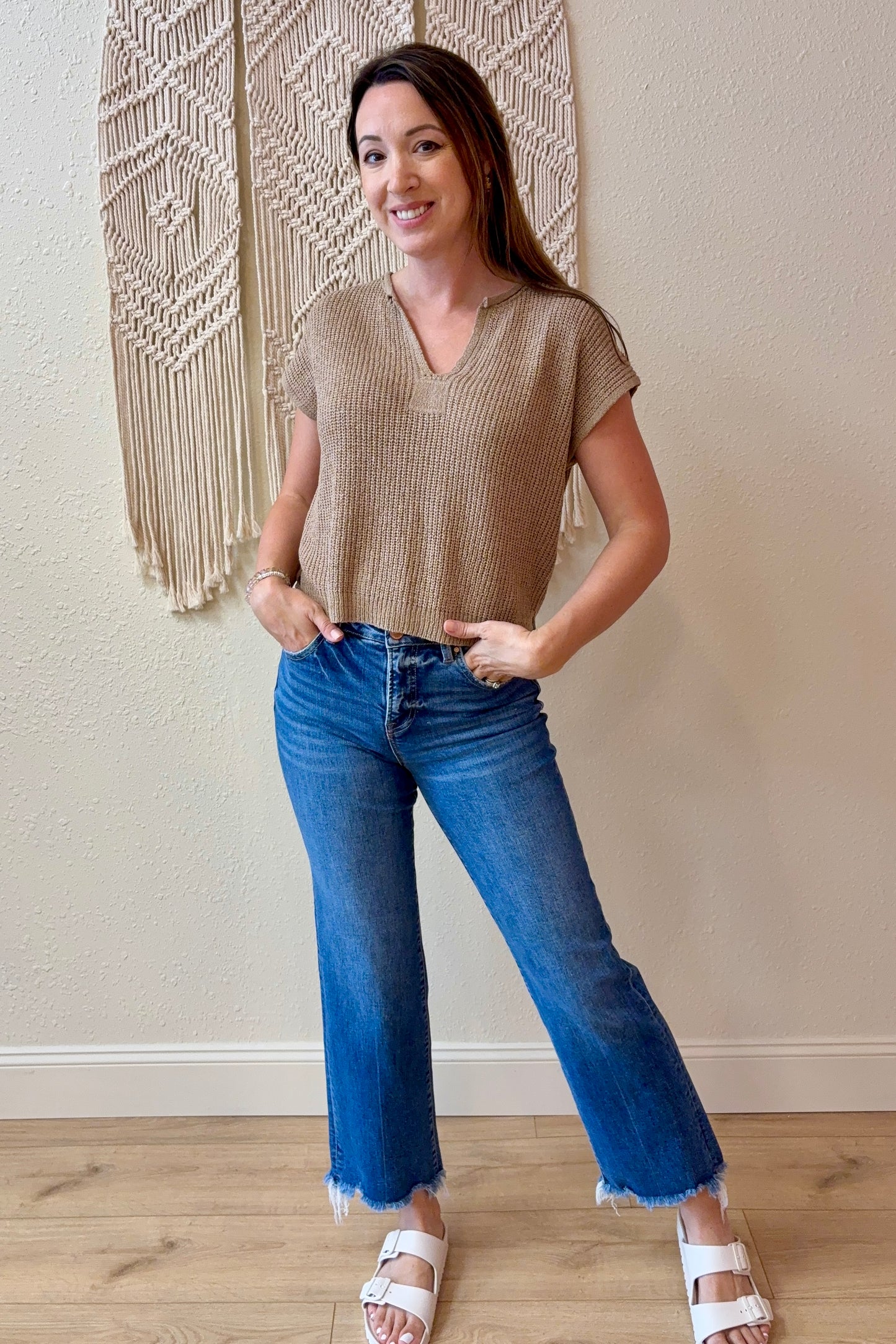 Danielle Split Neck Knit Top