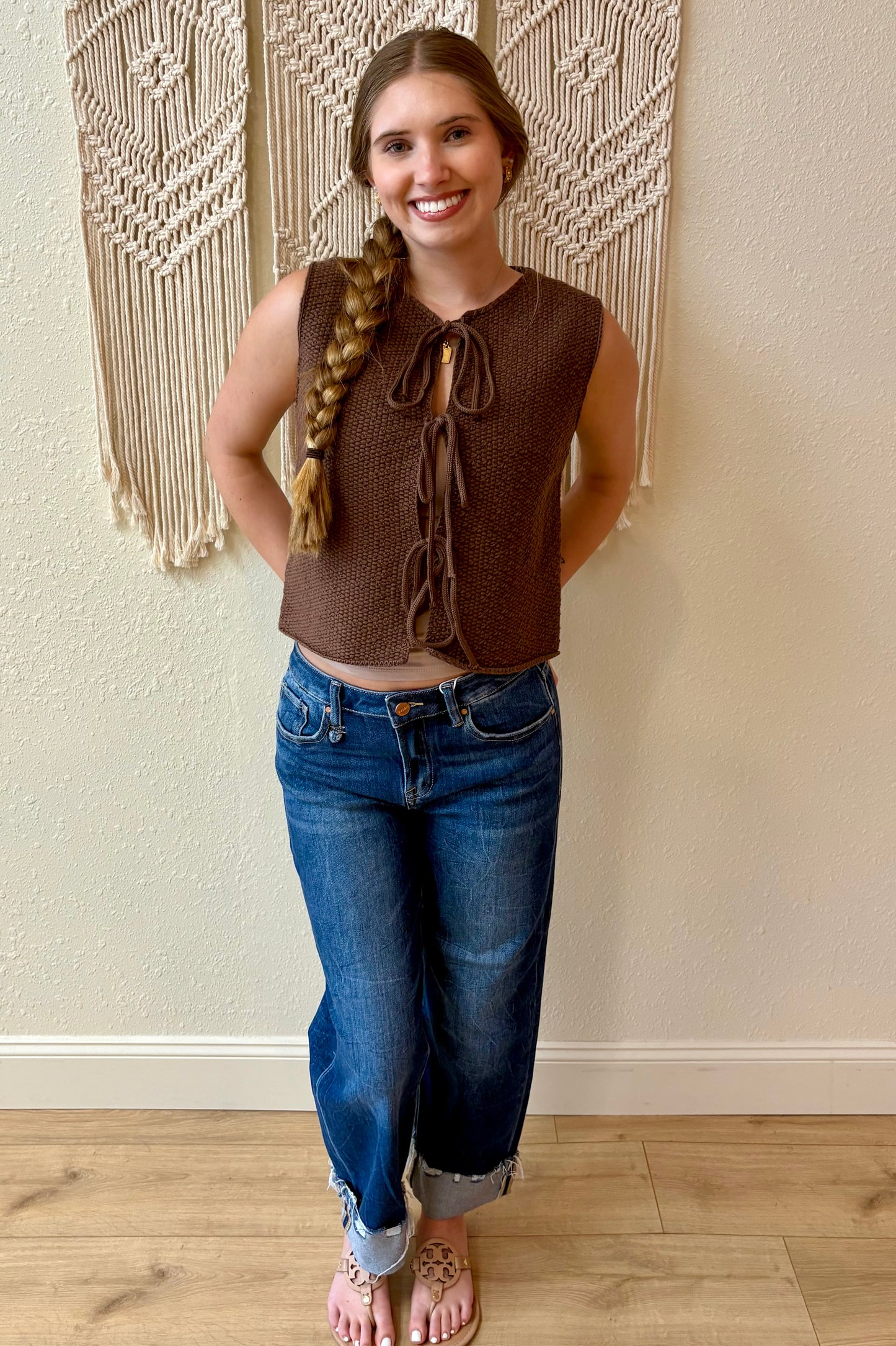 Marigold Tie Front Knit Vest