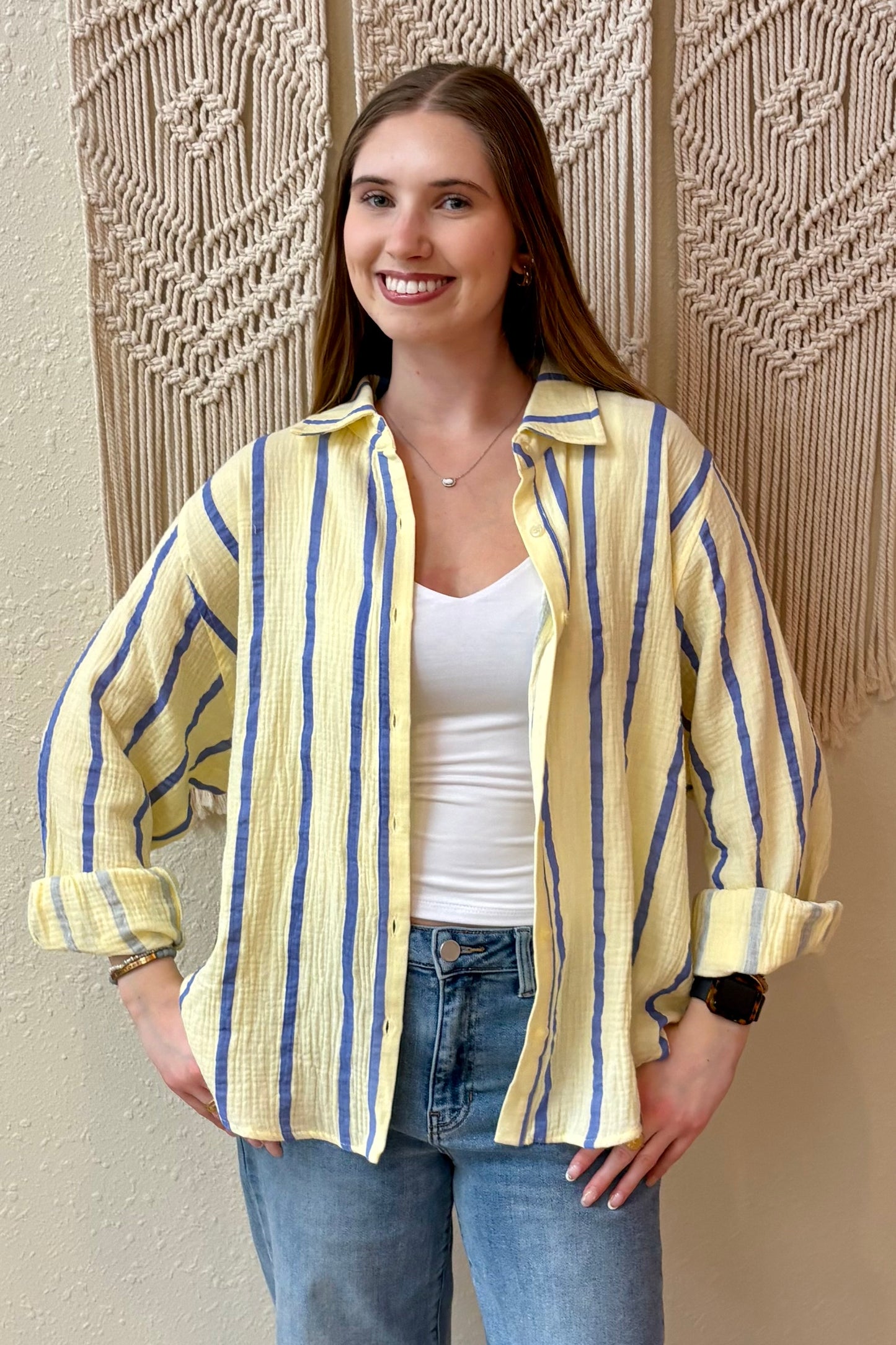 Kayleigh Stripe Button Front Shirt