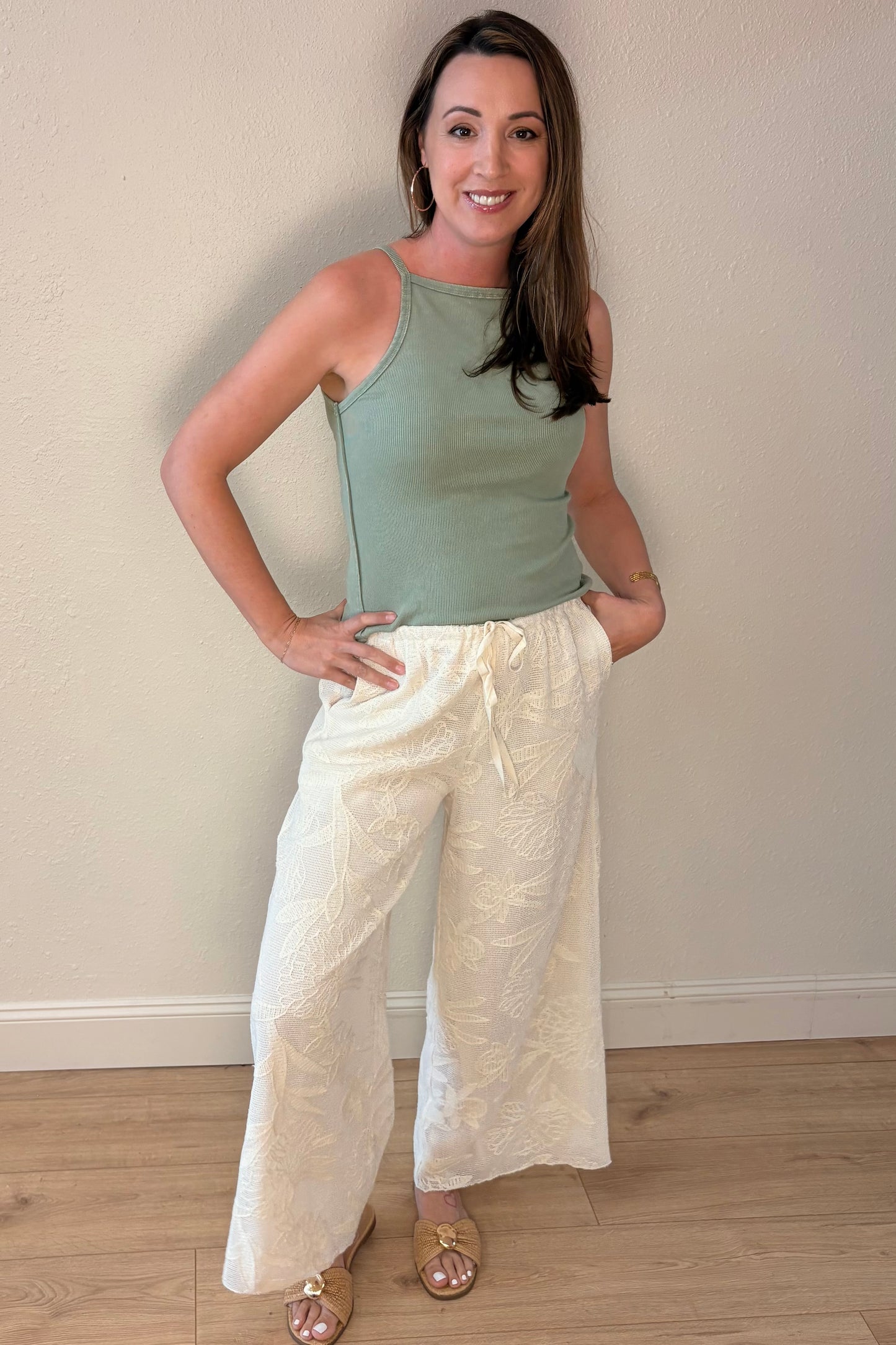 Ella Faux Crochet Wide Leg Pants