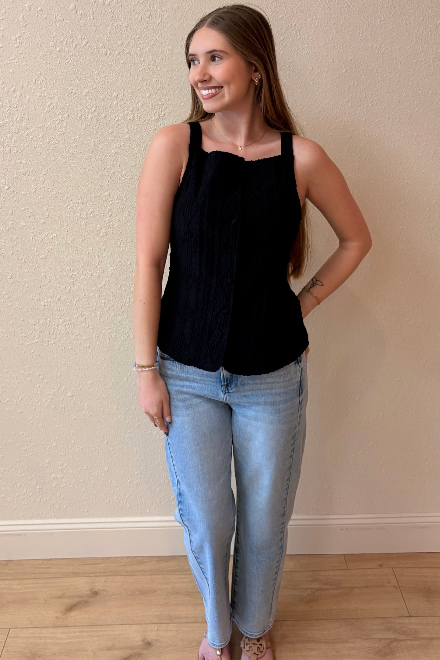 Ellie Textured Button Down Top