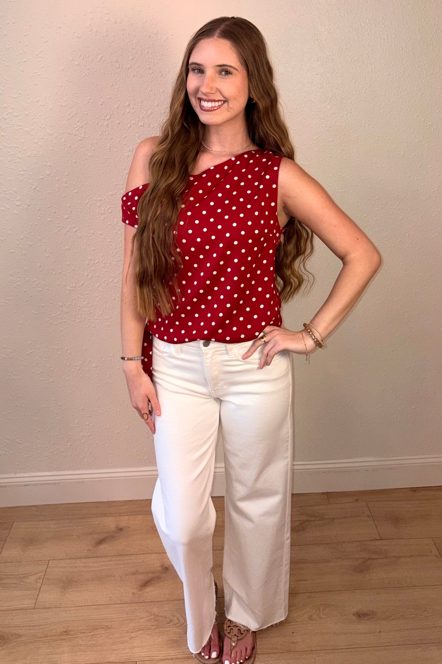 Soleil Off the Shoulder Polka Dot Top