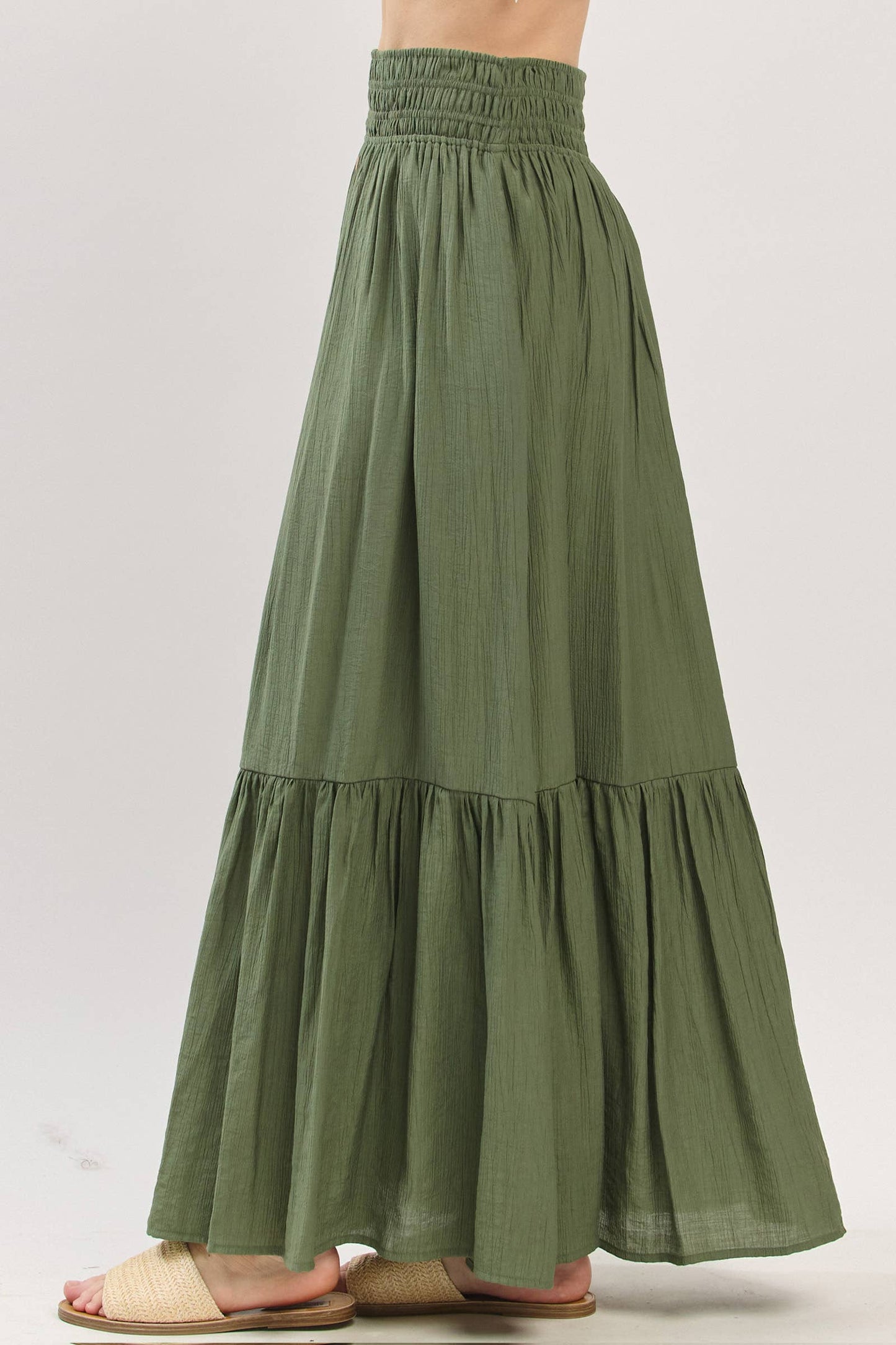 Brianna Tiered Center Slit Maxi Skirt