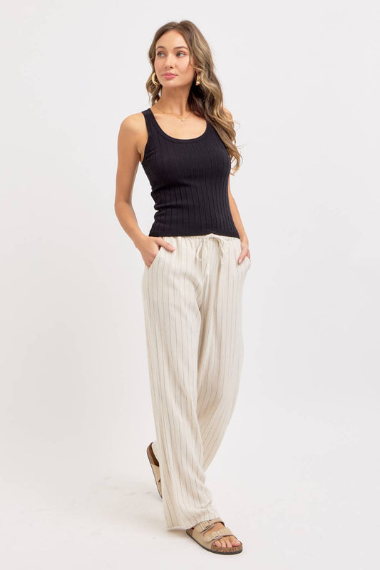 Willa Linen Pinstripe Tie Waist Pants