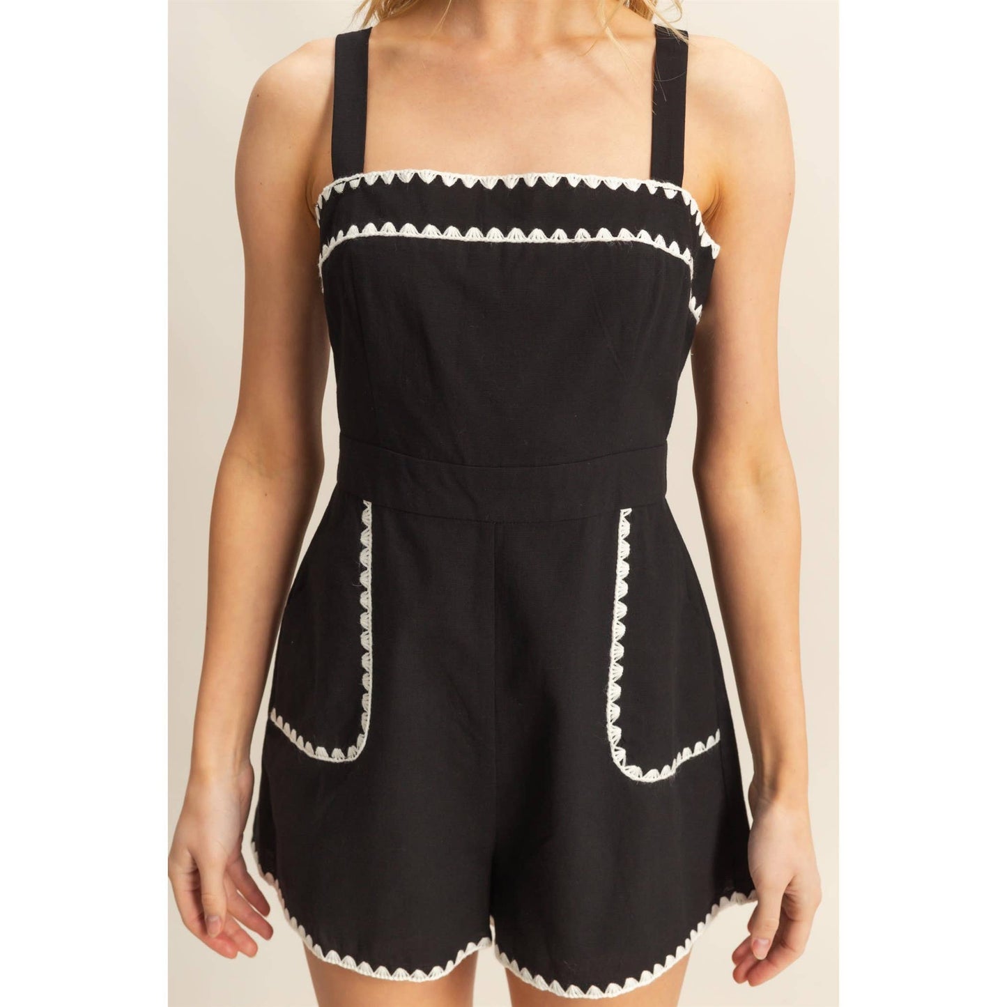 Olivia Contrast Stitching Romper