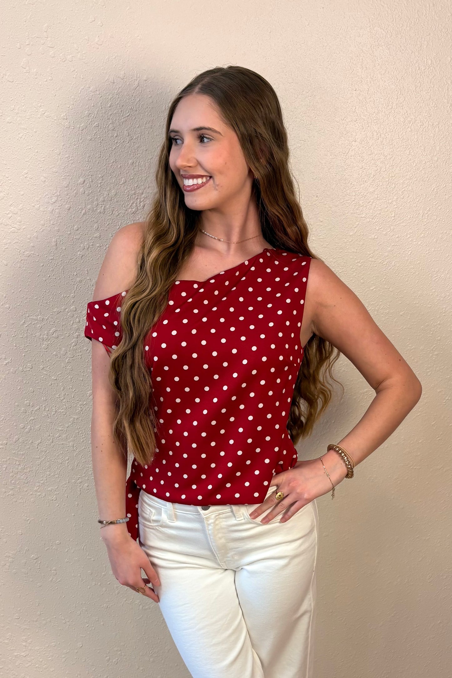 Soleil Off the Shoulder Polka Dot Top