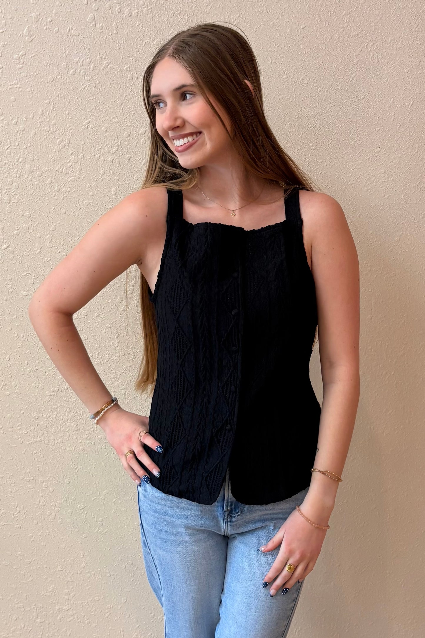 Ellie Textured Button Down Top